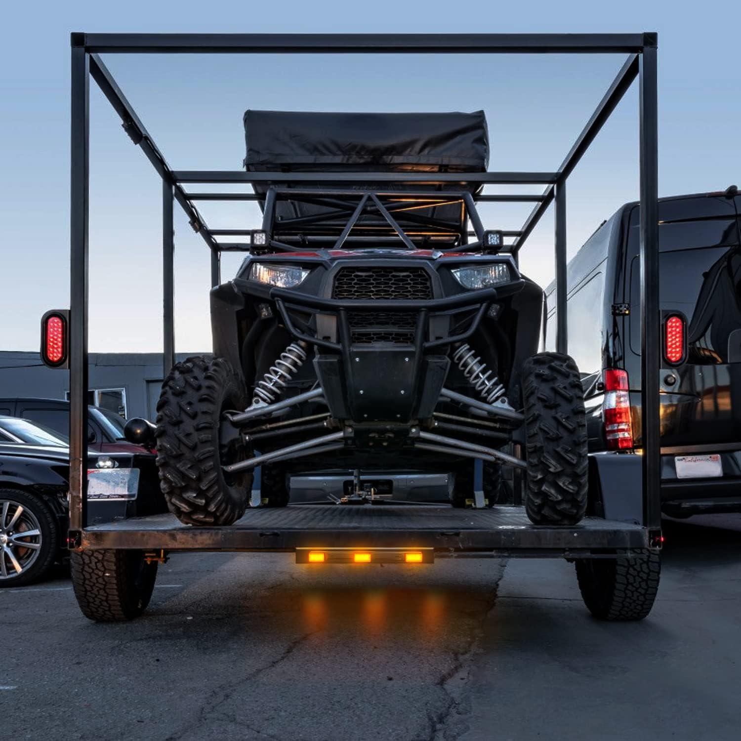 imageNilight 9 LED Marker Tail Trailer Light Bar 142Inch 2 PCS Red Clearance Identification Running Mark ID Rear Stainless Steel Bracket for 12V Pickup Truck RV BoatAmber