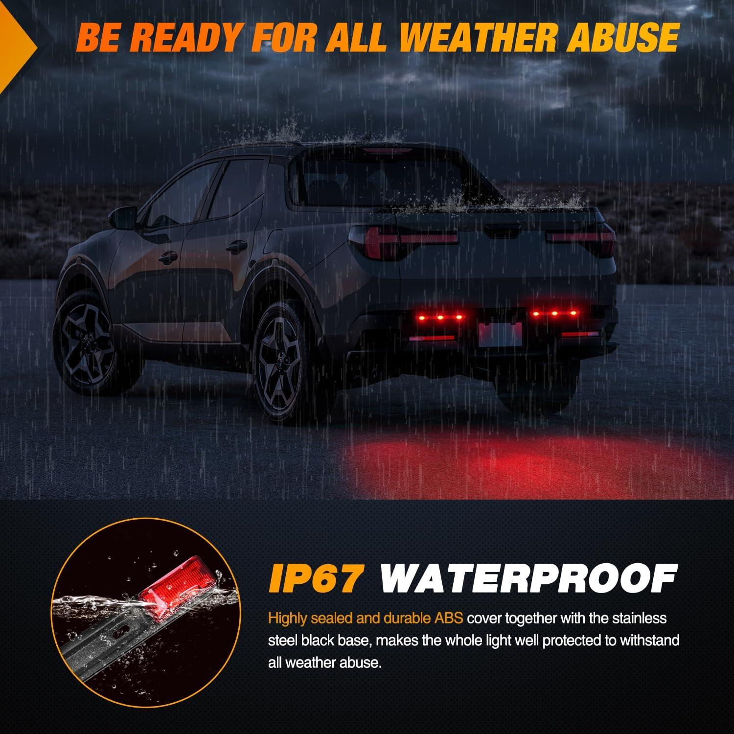 imageNilight 9 LED Marker Tail Trailer Light Bar 142Inch 2 PCS Red Clearance Identification Running Mark ID Rear Stainless Steel Bracket for 12V Pickup Truck RV BoatRed 2Pcs