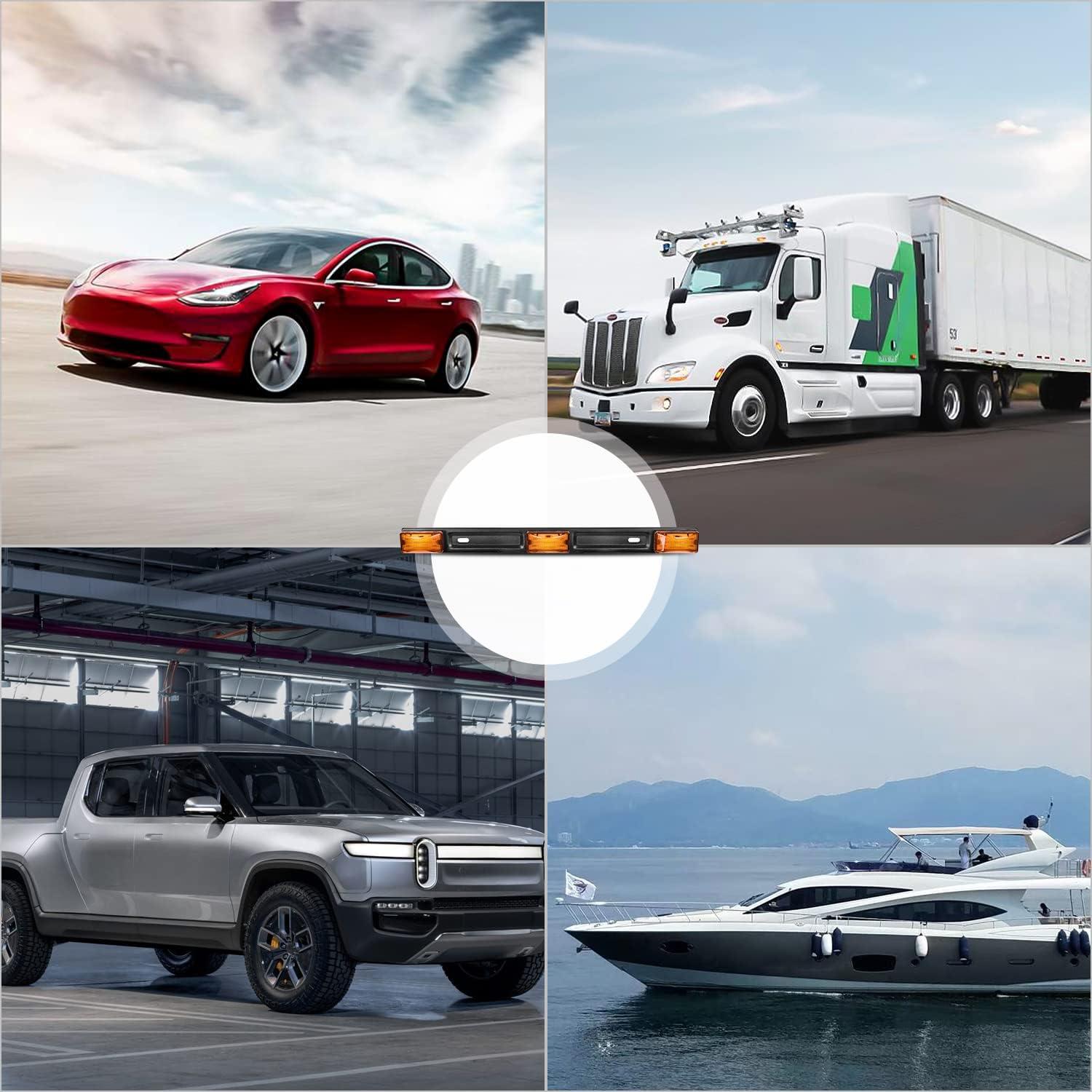 imageNilight 9 LED Marker Tail Trailer Light Bar 142Inch 2 PCS Red Clearance Identification Running Mark ID Rear Stainless Steel Bracket for 12V Pickup Truck RV BoatAmber