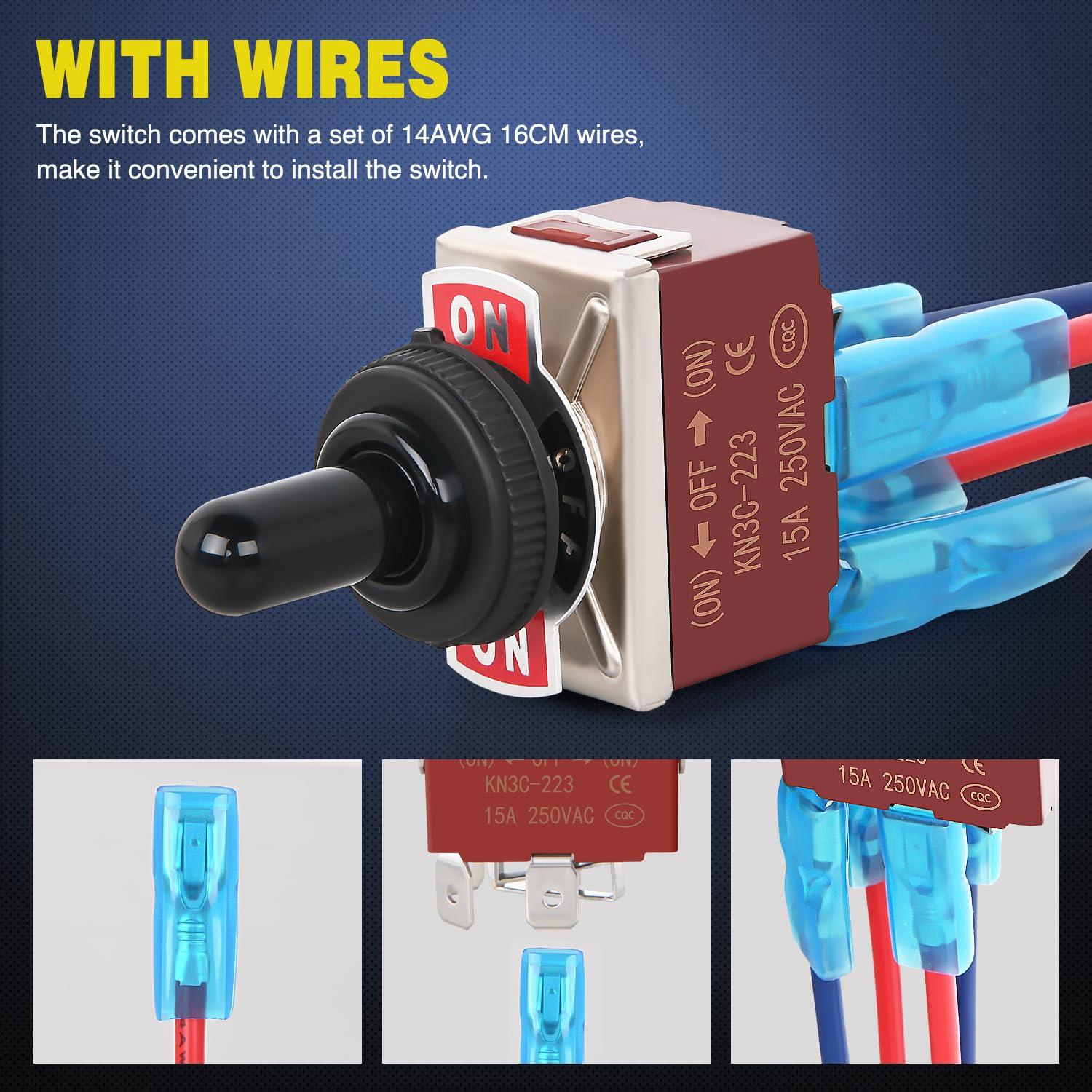 imageNilight 90014E Heavy Duty Rocker Toggle Switch 12V 20A Red Cover SPST ONOff 2Pin Car Truck Boat5 Pack2PCS Momentary onoffOn