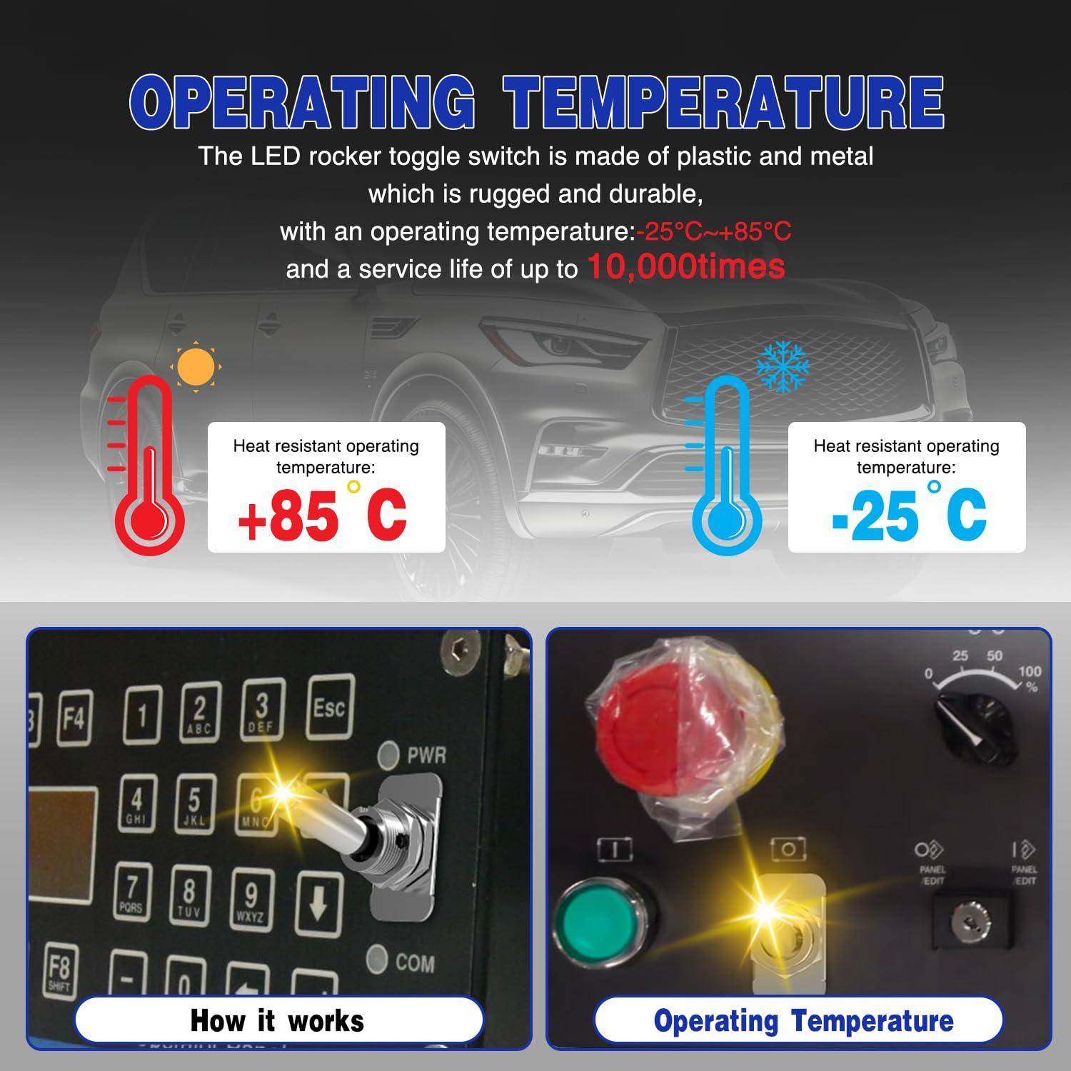 imageNilight 90014E Heavy Duty Rocker Toggle Switch 12V 20A Red Cover SPST ONOff 2Pin Car Truck Boat5 Pack3PCS LED Switch Amber