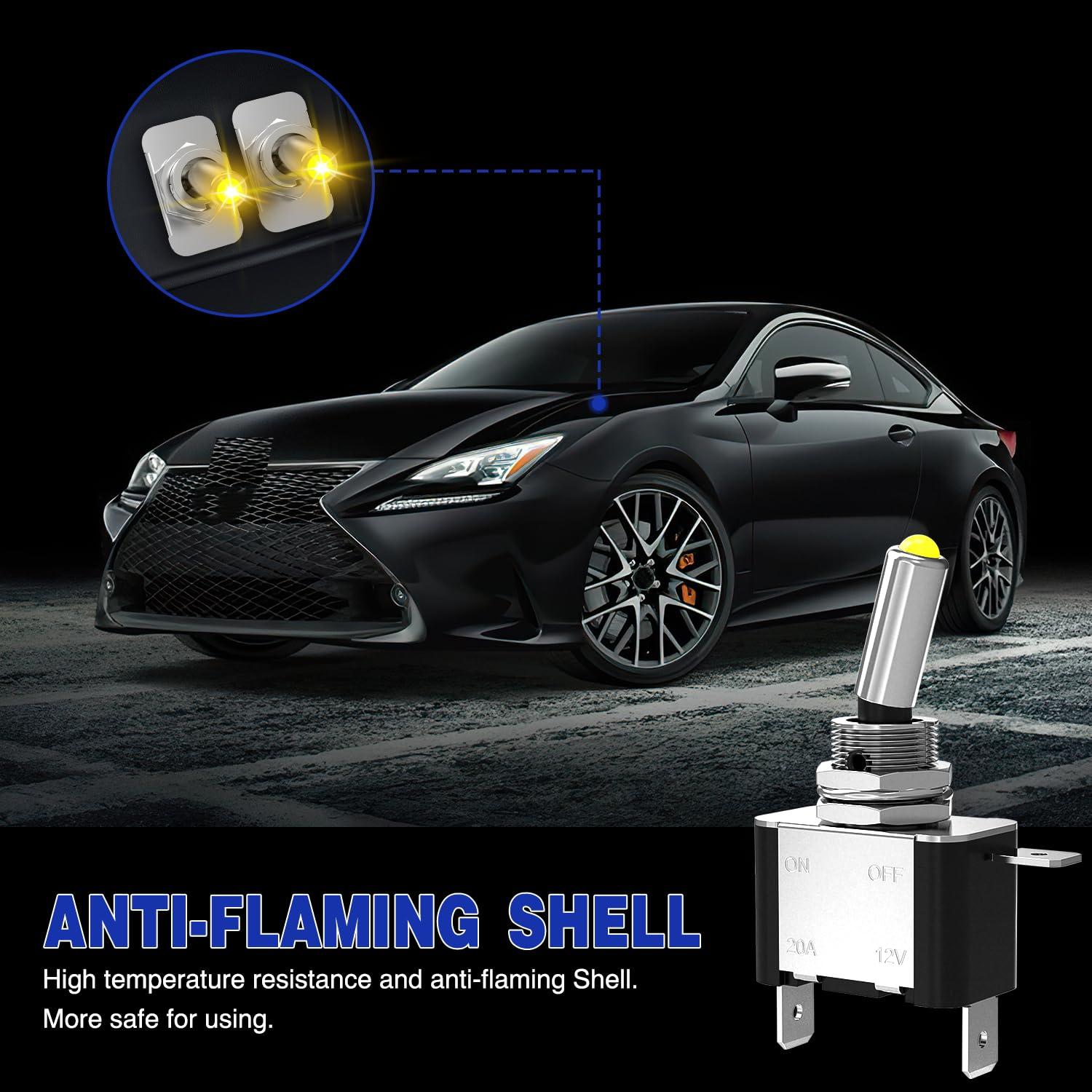 imageNilight 90014E Heavy Duty Rocker Toggle Switch 12V 20A Red Cover SPST ONOff 2Pin Car Truck Boat5 Pack3PCS LED Switch Amber