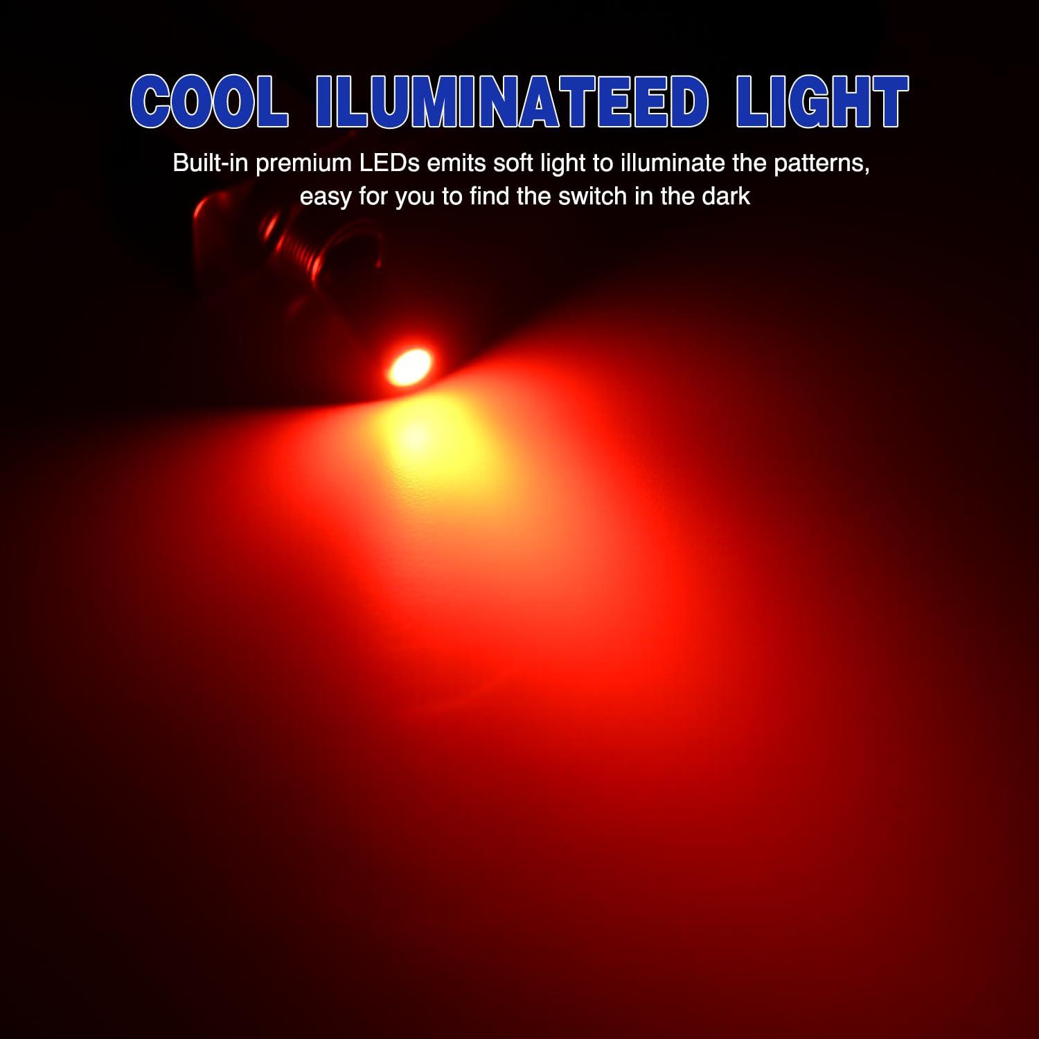 imageNilight 90014E Heavy Duty Rocker Toggle Switch 12V 20A Red Cover SPST ONOff 2Pin Car Truck Boat5 Pack3PCS LED Switch Red