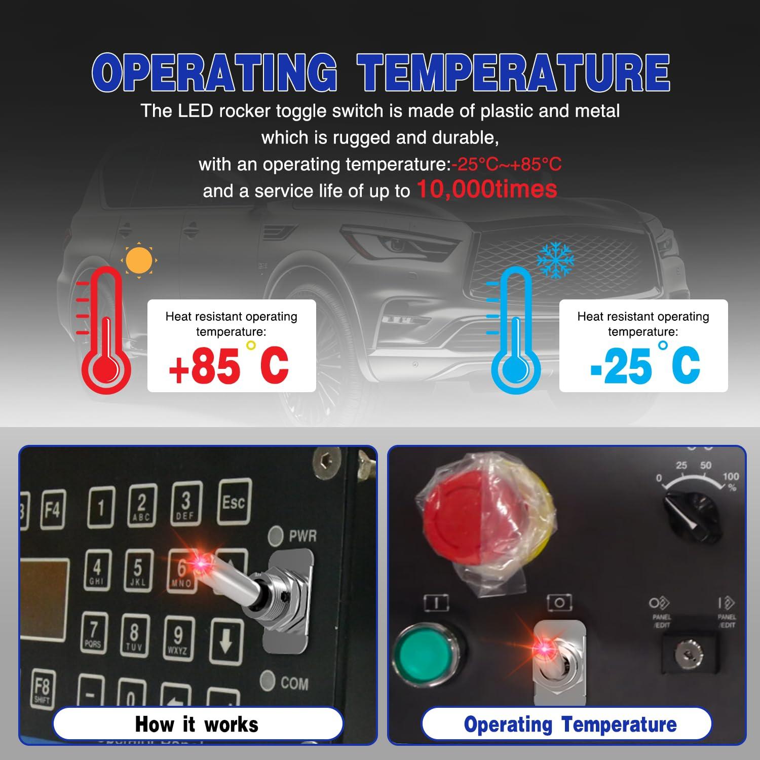 imageNilight 90014E Heavy Duty Rocker Toggle Switch 12V 20A Red Cover SPST ONOff 2Pin Car Truck Boat5 Pack3PCS LED Switch Red