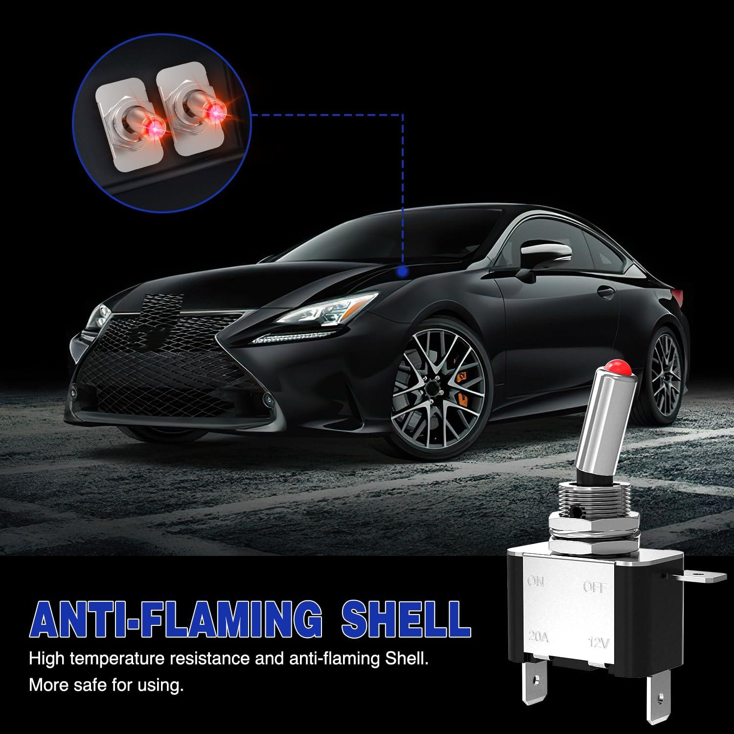 imageNilight 90014E Heavy Duty Rocker Toggle Switch 12V 20A Red Cover SPST ONOff 2Pin Car Truck Boat5 Pack3PCS LED Switch Red