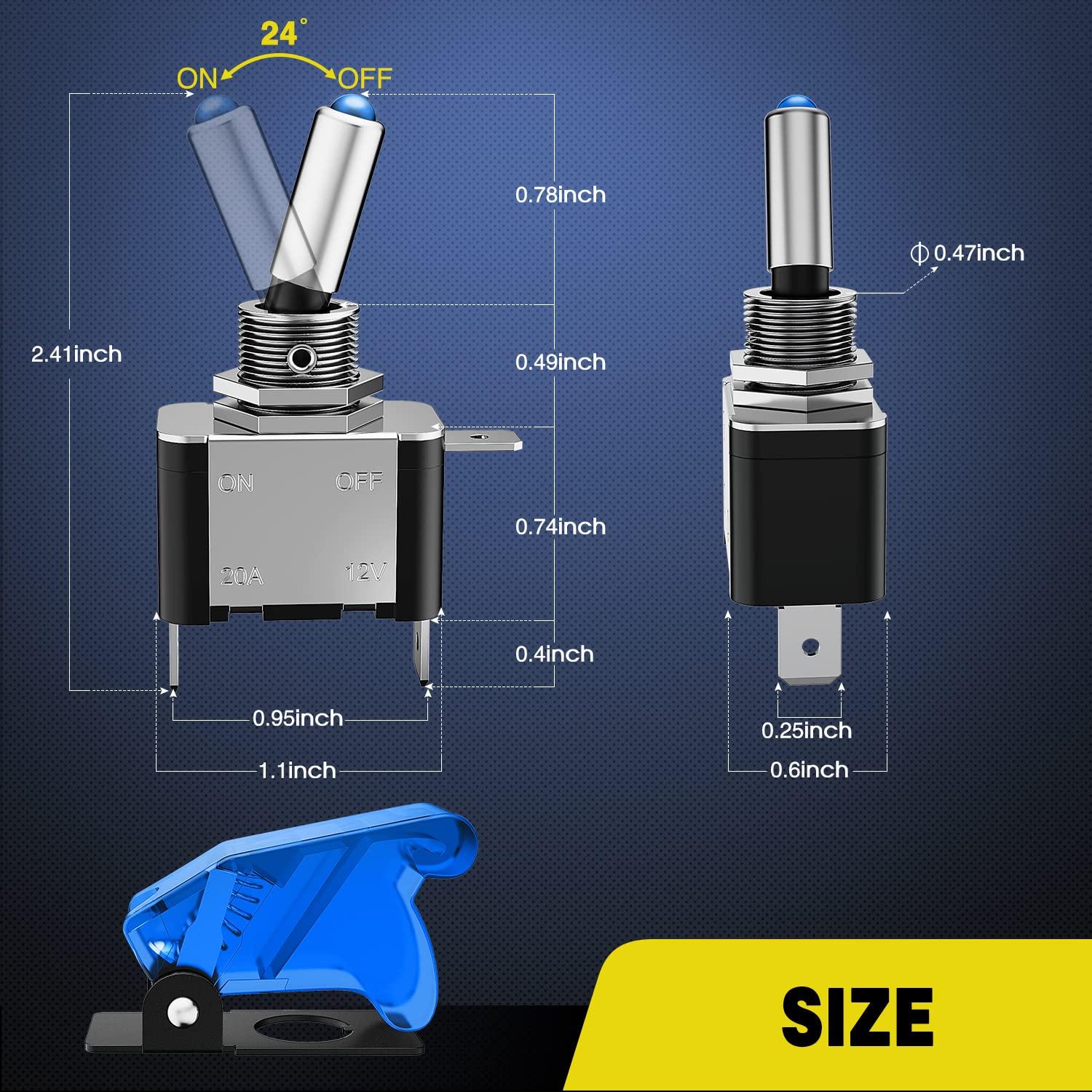 imageNilight 90014E Heavy Duty Rocker Toggle Switch 12V 20A Red Cover SPST ONOff 2Pin Car Truck Boat5 Pack5PCS Led Switch Blue