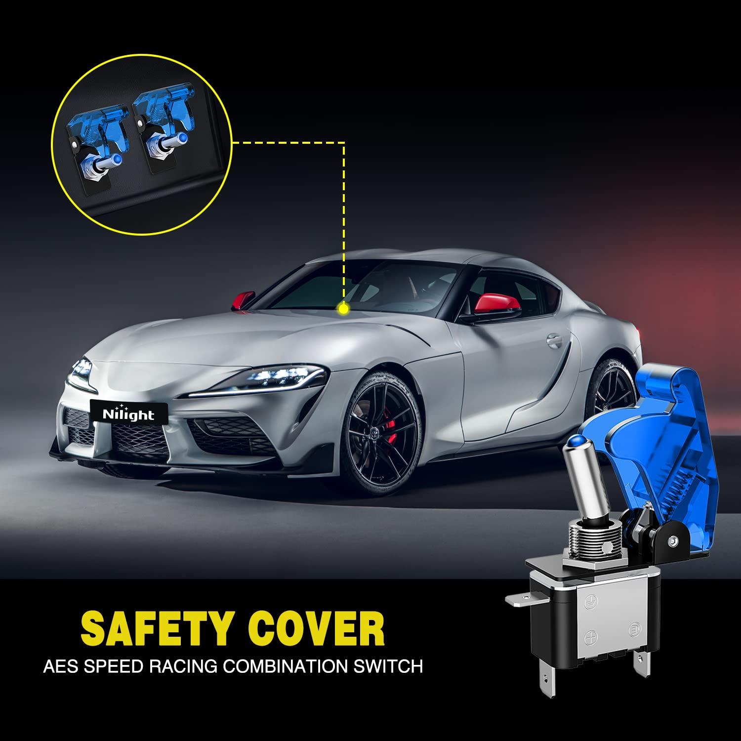 imageNilight 90014E Heavy Duty Rocker Toggle Switch 12V 20A Red Cover SPST ONOff 2Pin Car Truck Boat5 Pack5PCS Led Switch Blue