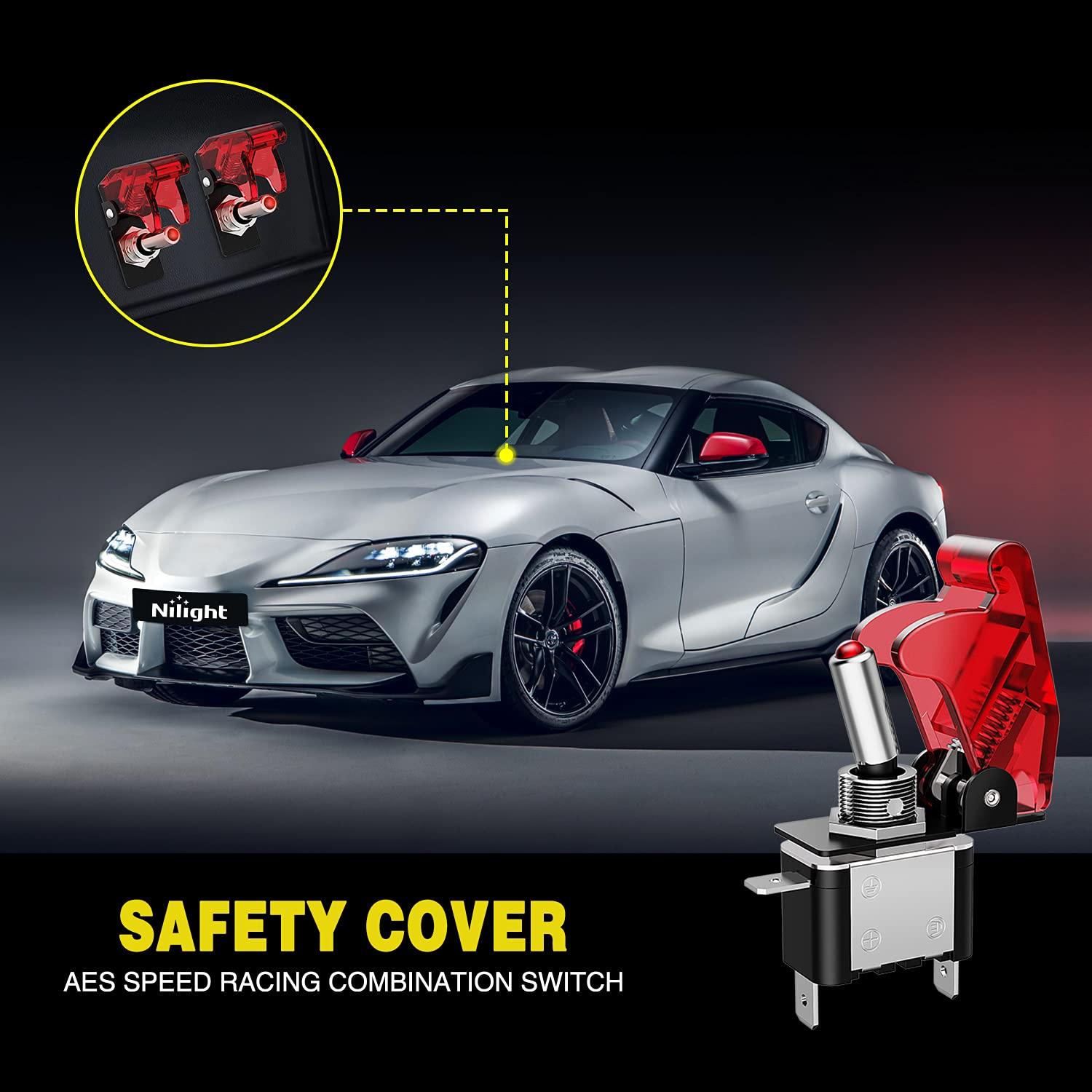 imageNilight 90014E Heavy Duty Rocker Toggle Switch 12V 20A Red Cover SPST ONOff 2Pin Car Truck Boat5 Pack5PCS Led Switch Red