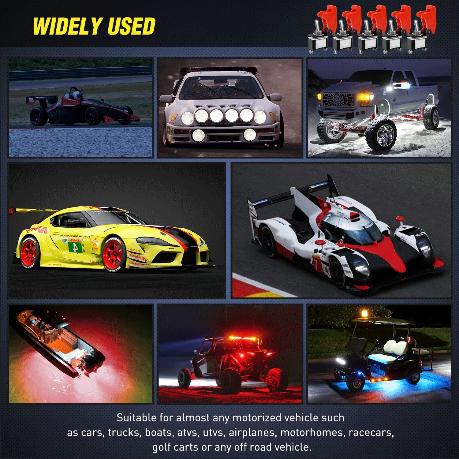 imageNilight 90014E Heavy Duty Rocker Toggle Switch 12V 20A Red Cover SPST ONOff 2Pin Car Truck Boat5 Pack5PCS Switch wRed Cover