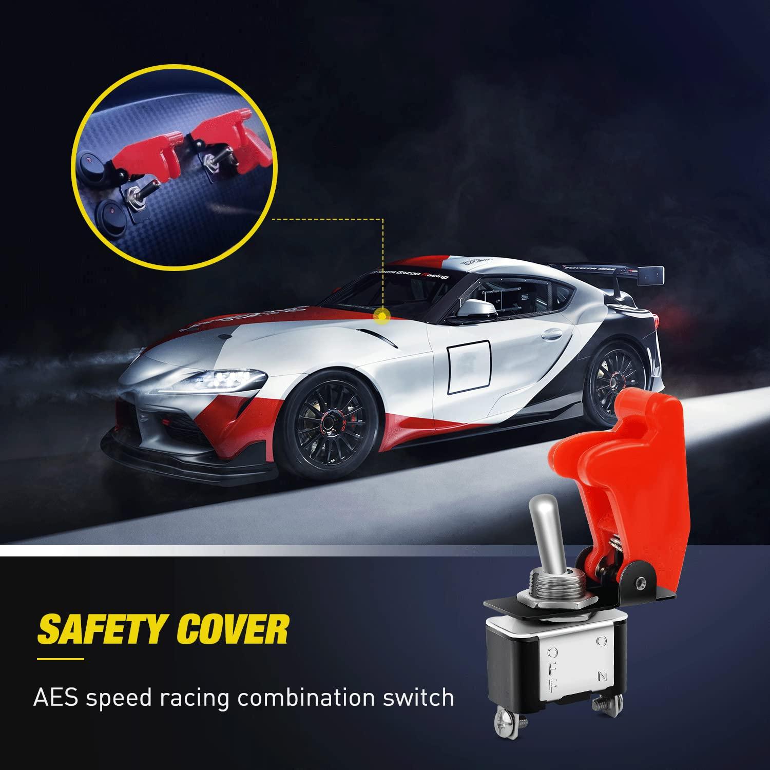 imageNilight 90014E Heavy Duty Rocker Toggle Switch 12V 20A Red Cover SPST ONOff 2Pin Car Truck Boat5 Pack5PCS Switch wRed Cover