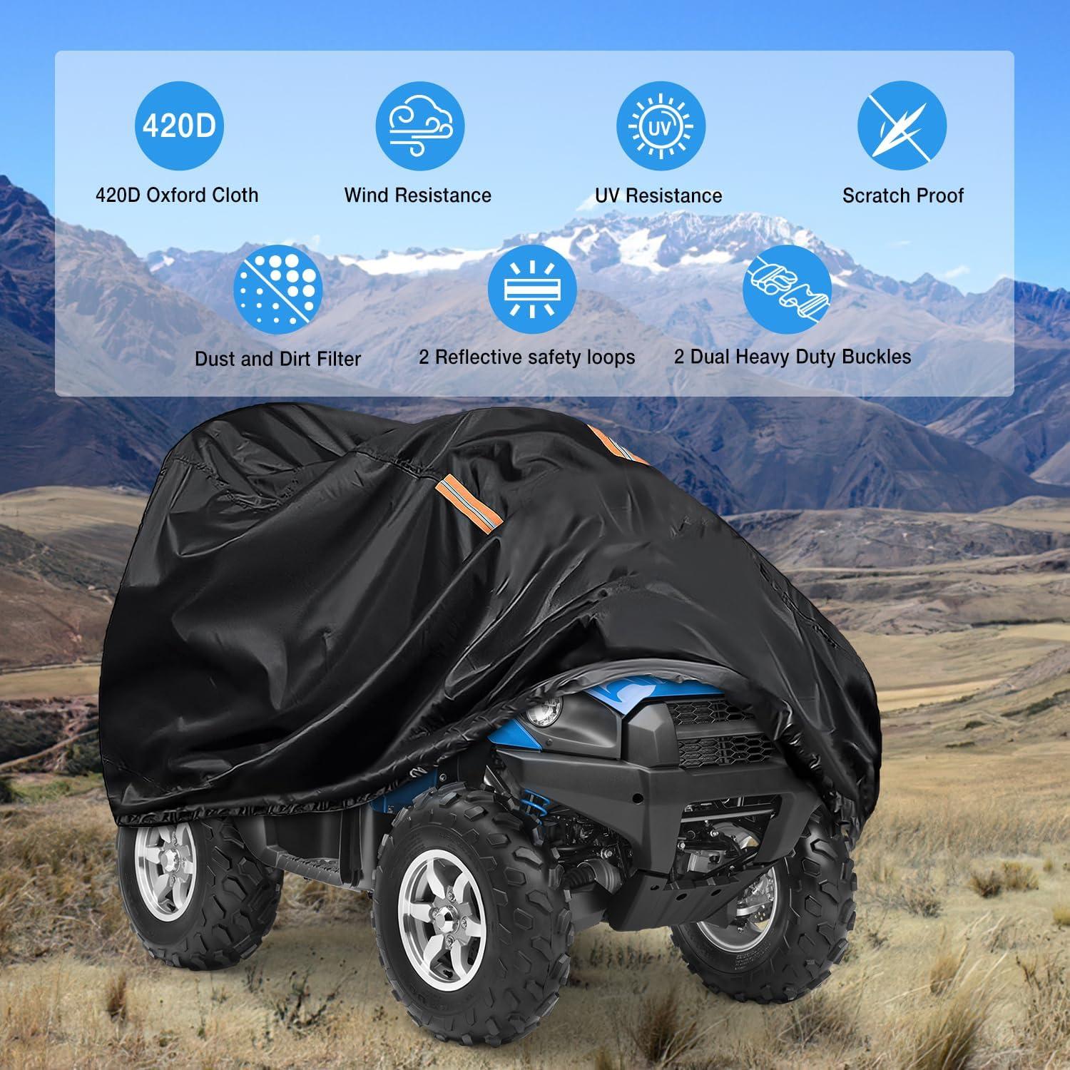 imageNilight ATV Cover Waterproof 420D Heavy Duty Ripstop Material 4 Wheeler Quad Cover All Season Weather UV Protection for Kawasaki Yamaha Polaris Suzuki HondaBlack XXLXXXL  100L x 43W x 47H