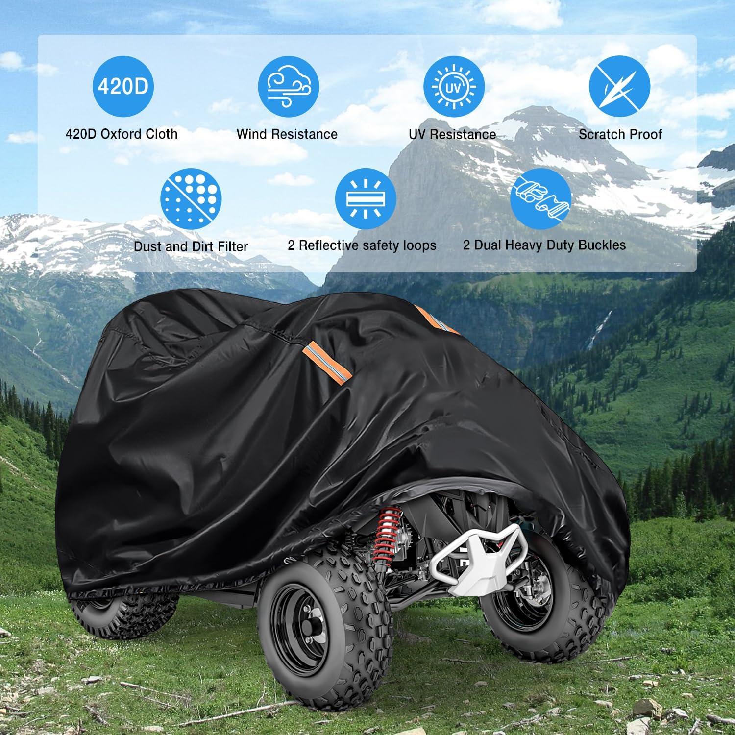 imageNilight ATV Cover Waterproof 420D Heavy Duty Ripstop Material 4 Wheeler Quad Cover All Season Weather UV Protection for Kawasaki Yamaha Polaris Suzuki HondaBlack XXLXL  82L x 47W x 45H