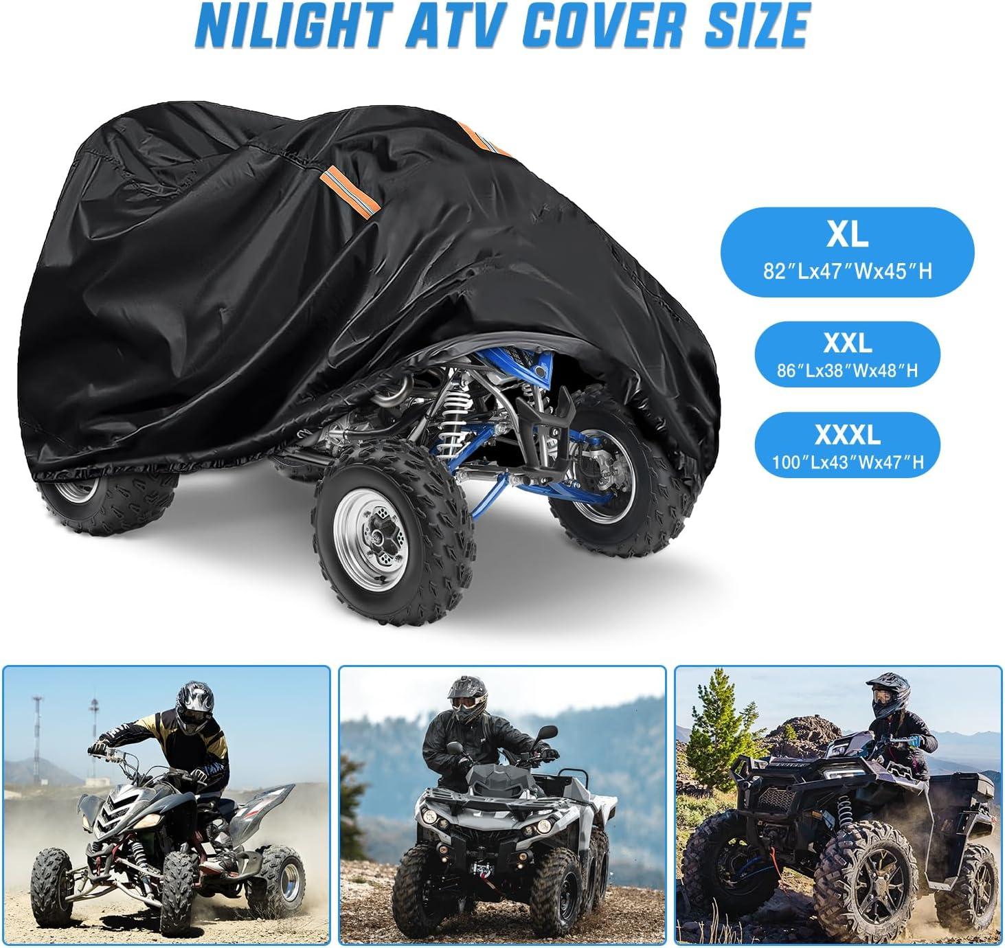 imageNilight ATV Cover Waterproof 420D Heavy Duty Ripstop Material 4 Wheeler Quad Cover All Season Weather UV Protection for Kawasaki Yamaha Polaris Suzuki HondaBlack XXLXL  82L x 47W x 45H