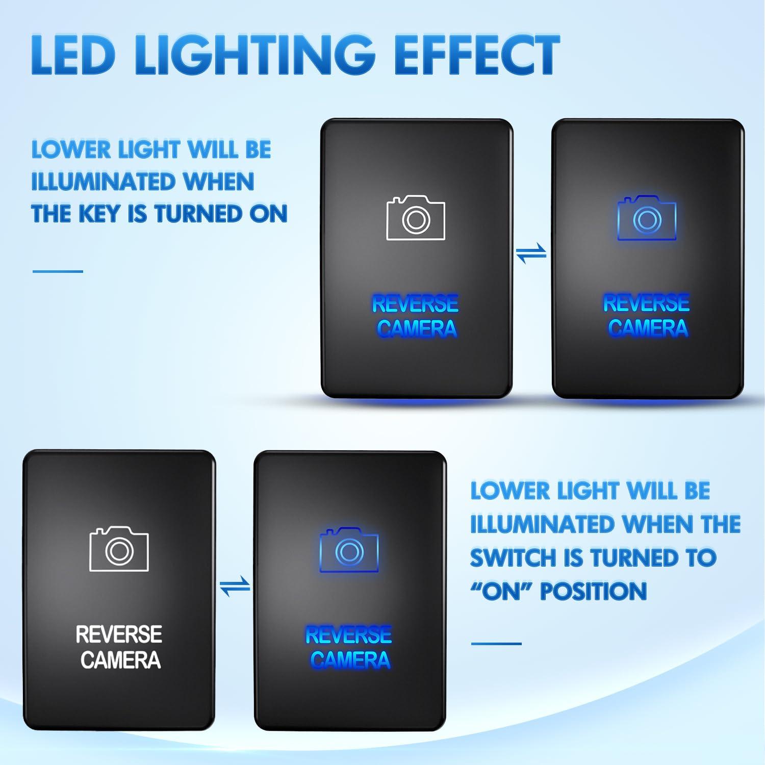 imageNilight AUX Battery Push Button Switch 12V ON Off Switches with Connector Wire Kit 128quot x 087quot Replacement for Toyota Sequoia Highlander Tacoma Tundra 4Runner RAVR YarisREVERSE CAMERA