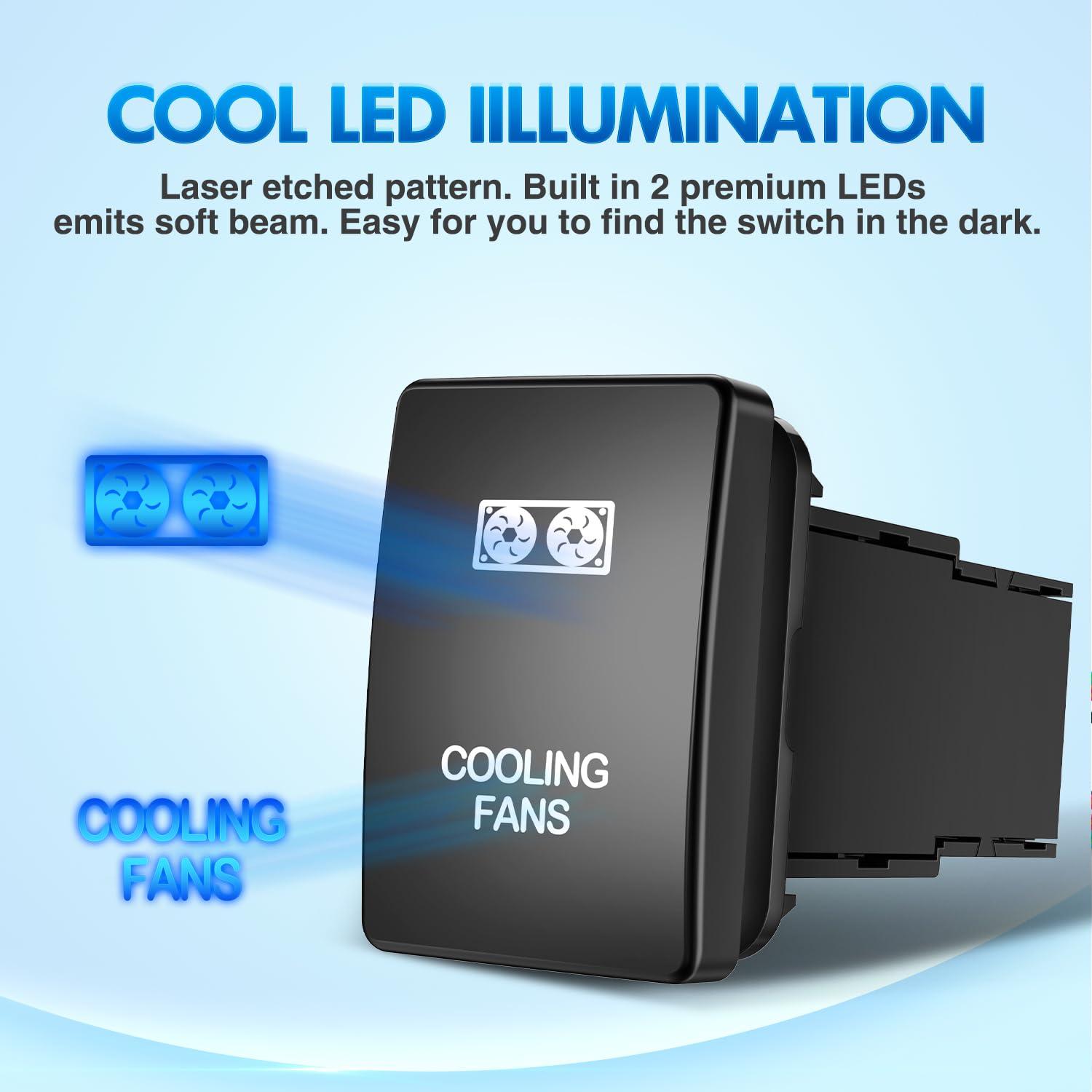 imageNilight AUX Battery Push Button Switch 12V ON Off Switches with Connector Wire Kit 128quot x 087quot Replacement for Toyota Sequoia Highlander Tacoma Tundra 4Runner RAVR YarisCOOLING FANS