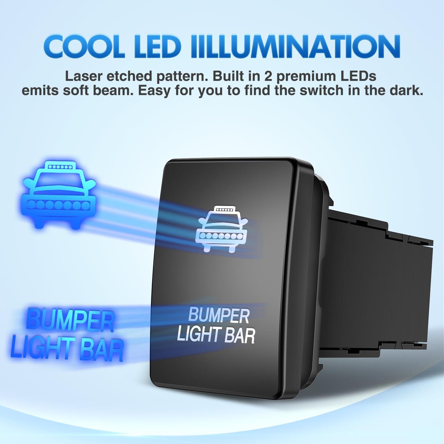 imageNilight AUX Battery Push Button Switch 12V ON Off Switches with Connector Wire Kit 128quot x 087quot Replacement for Toyota Sequoia Highlander Tacoma Tundra 4Runner RAVR YarisREAR LIGHTS