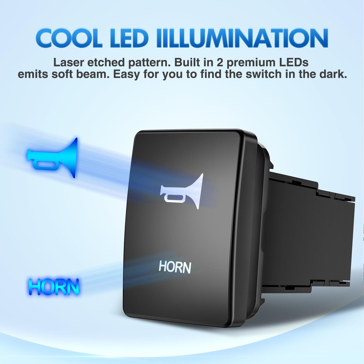 imageNilight AUX Battery Push Button Switch 12V ON Off Switches with Connector Wire Kit 128quot x 087quot Replacement for Toyota Sequoia Highlander Tacoma Tundra 4Runner RAVR YarisHORN