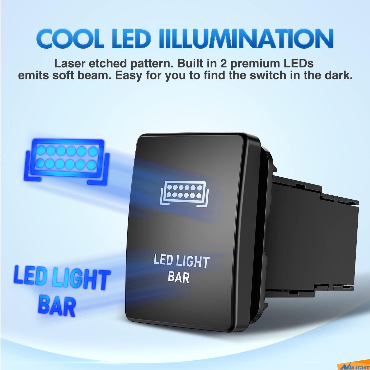 imageNilight AUX Battery Push Button Switch 12V ON Off Switches with Connector Wire Kit 128quot x 087quot Replacement for Toyota Sequoia Highlander Tacoma Tundra 4Runner RAVR YarisAUX LIGHTS