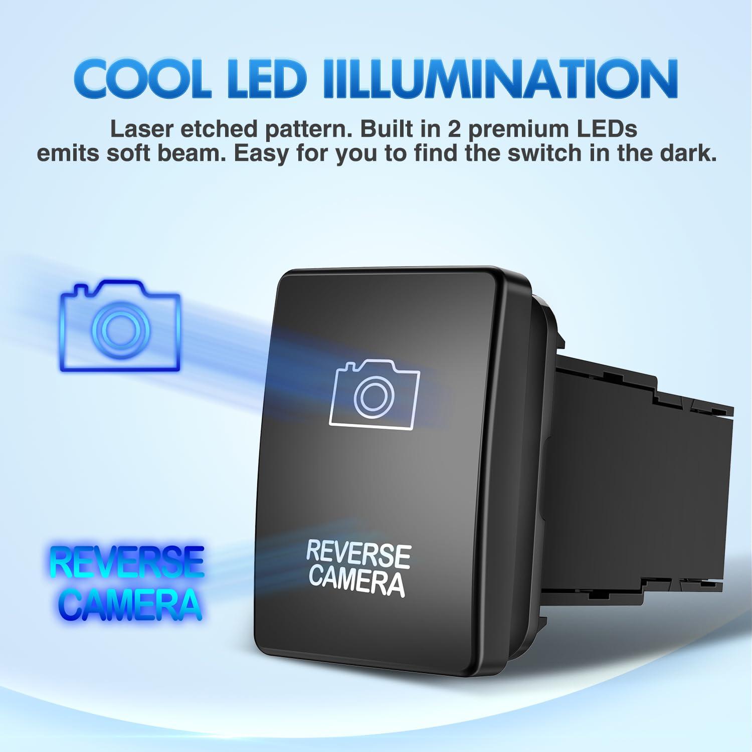 imageNilight AUX Battery Push Button Switch 12V ON Off Switches with Connector Wire Kit 128quot x 087quot Replacement for Toyota Sequoia Highlander Tacoma Tundra 4Runner RAVR YarisREVERSE CAMERA