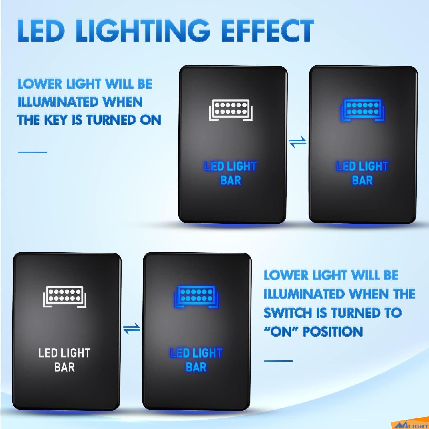 imageNilight AUX Battery Push Button Switch 12V ON Off Switches with Connector Wire Kit 128quot x 087quot Replacement for Toyota Sequoia Highlander Tacoma Tundra 4Runner RAVR YarisAUX LIGHTS