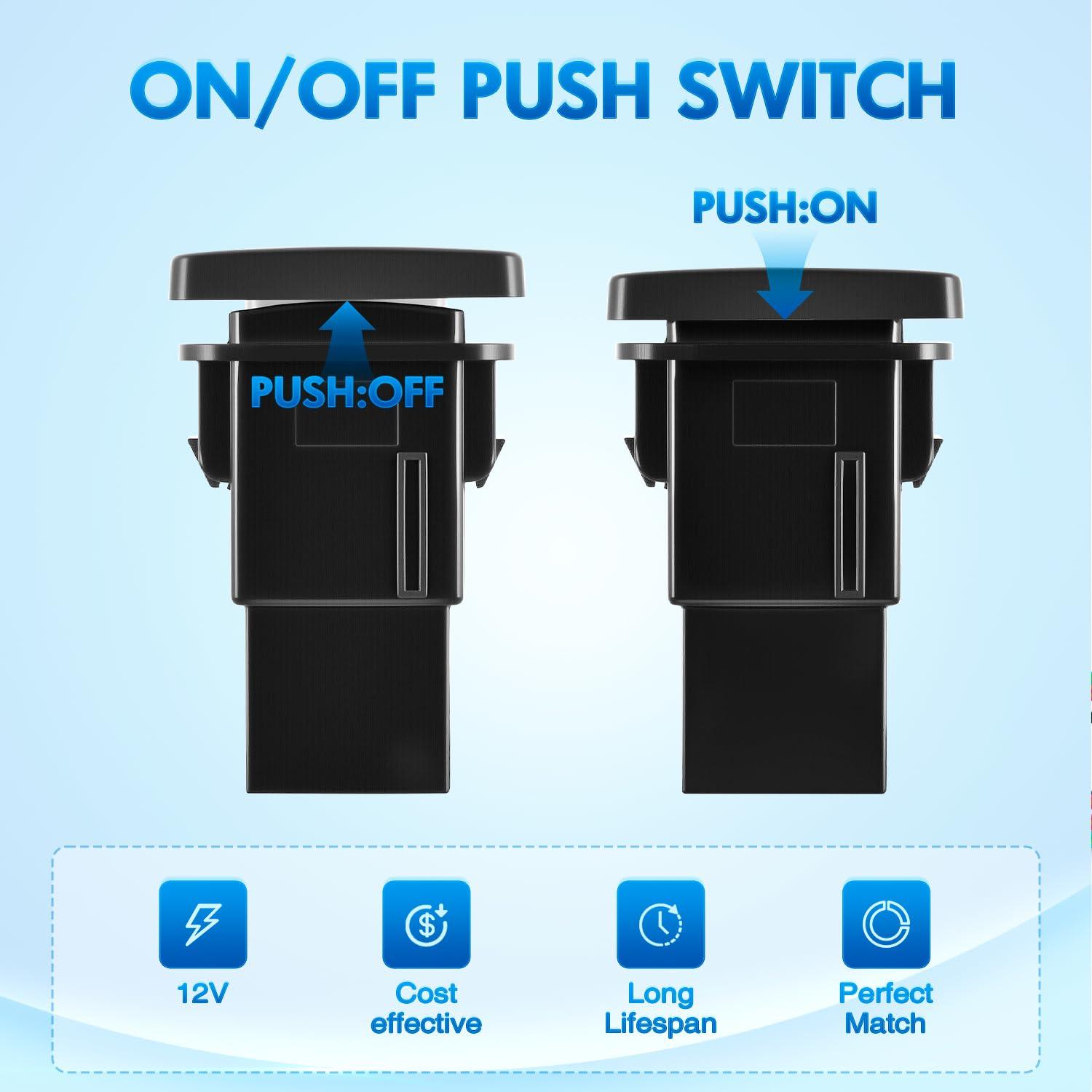 imageNilight AUX Battery Push Button Switch 12V ON Off Switches with Connector Wire Kit 128quot x 087quot Replacement for Toyota Sequoia Highlander Tacoma Tundra 4Runner RAVR YarisFLUX CAPACITOR
