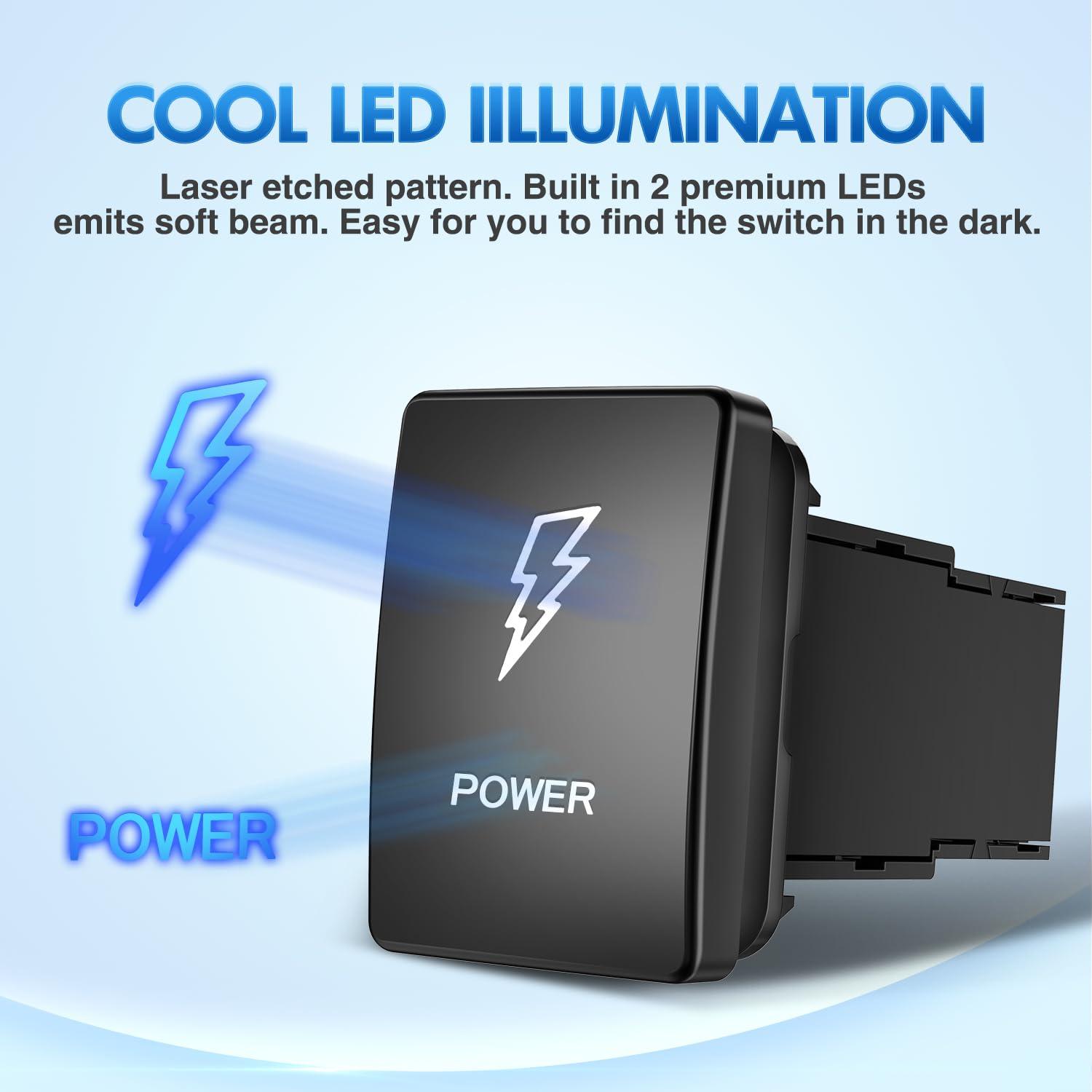 imageNilight AUX Battery Push Button Switch 12V ON Off Switches with Connector Wire Kit 128quot x 087quot Replacement for Toyota Sequoia Highlander Tacoma Tundra 4Runner RAVR YarisLED LIGHT BAR