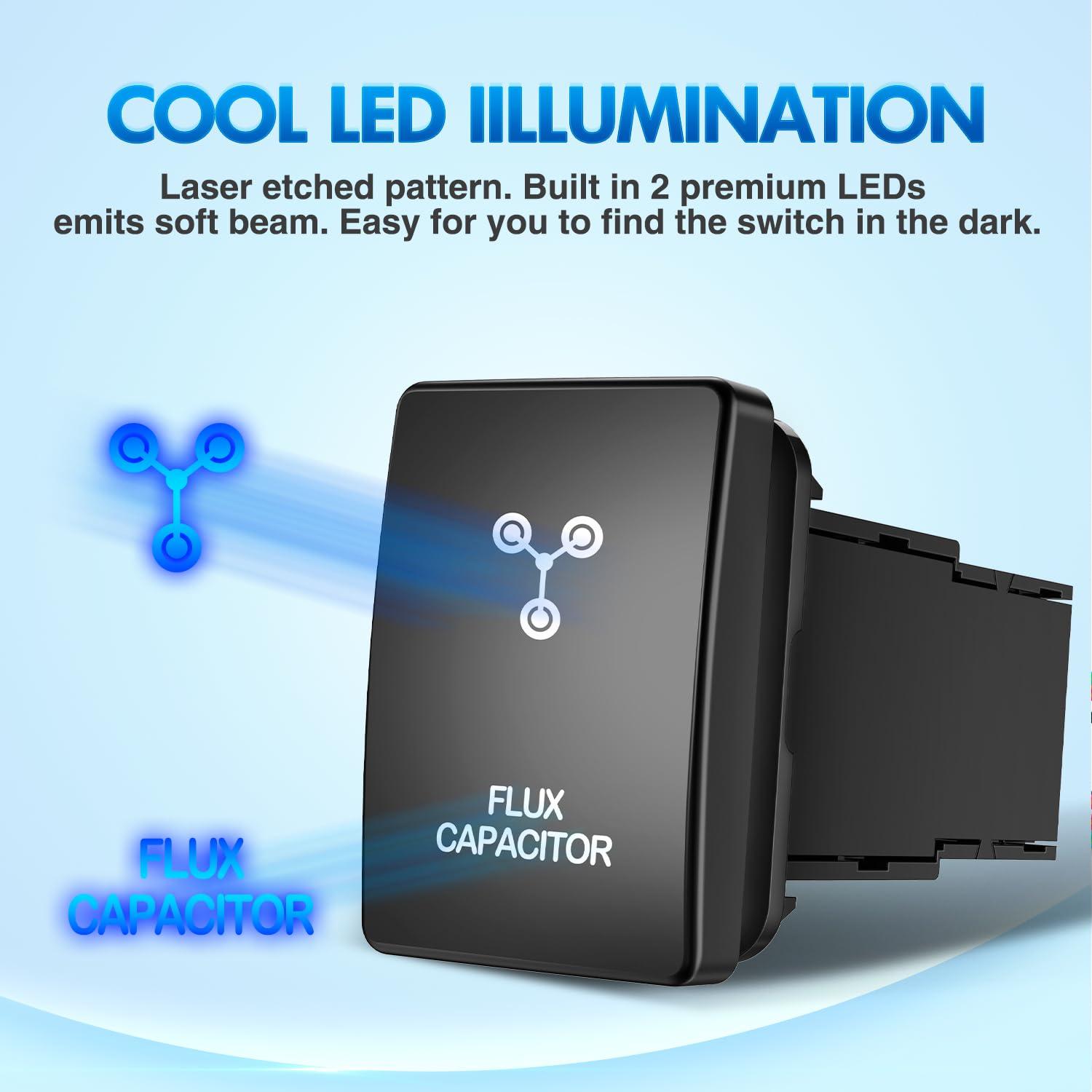 imageNilight AUX Battery Push Button Switch 12V ON Off Switches with Connector Wire Kit 128quot x 087quot Replacement for Toyota Sequoia Highlander Tacoma Tundra 4Runner RAVR YarisFLUX CAPACITOR