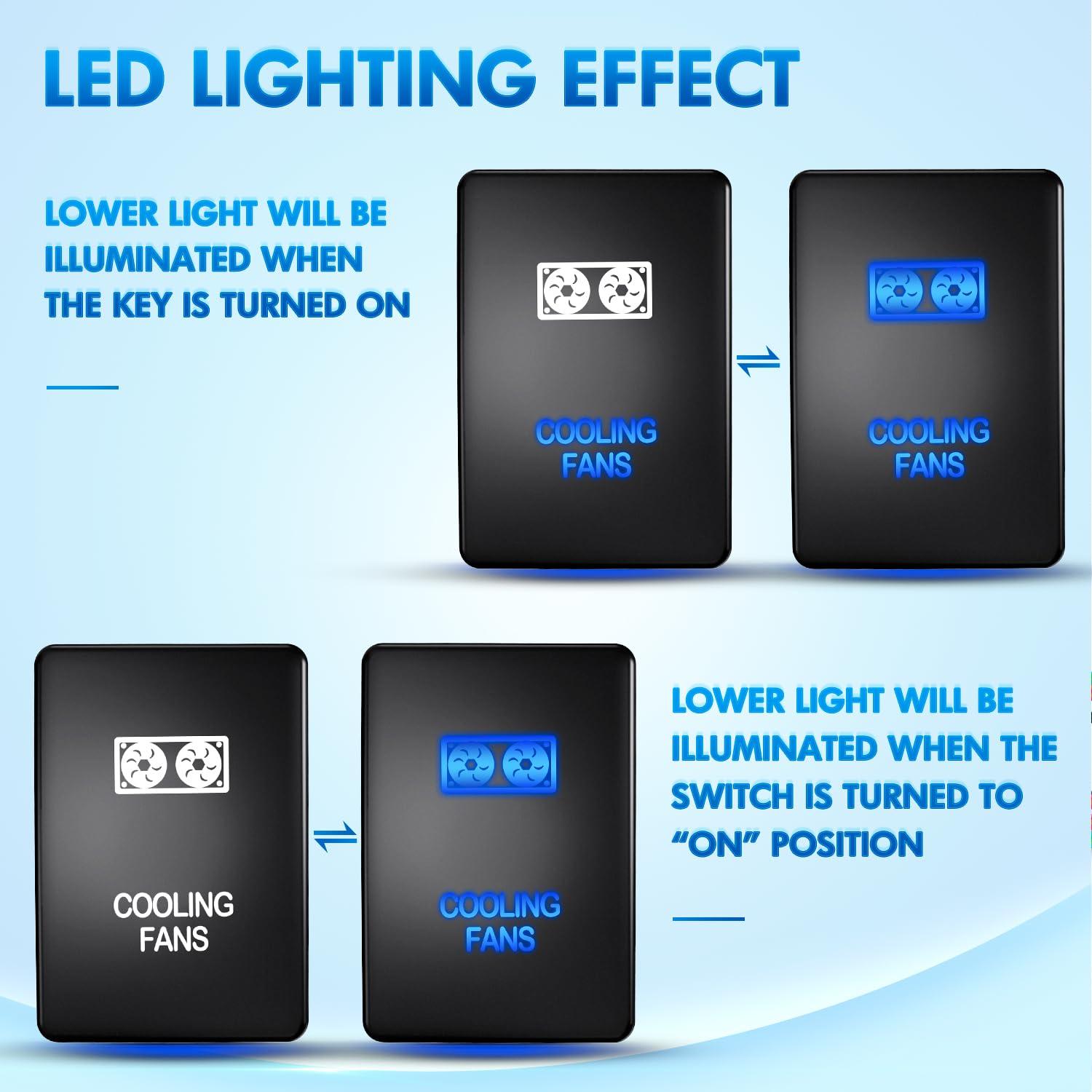 imageNilight AUX Battery Push Button Switch 12V ON Off Switches with Connector Wire Kit 128quot x 087quot Replacement for Toyota Sequoia Highlander Tacoma Tundra 4Runner RAVR YarisCOOLING FANS