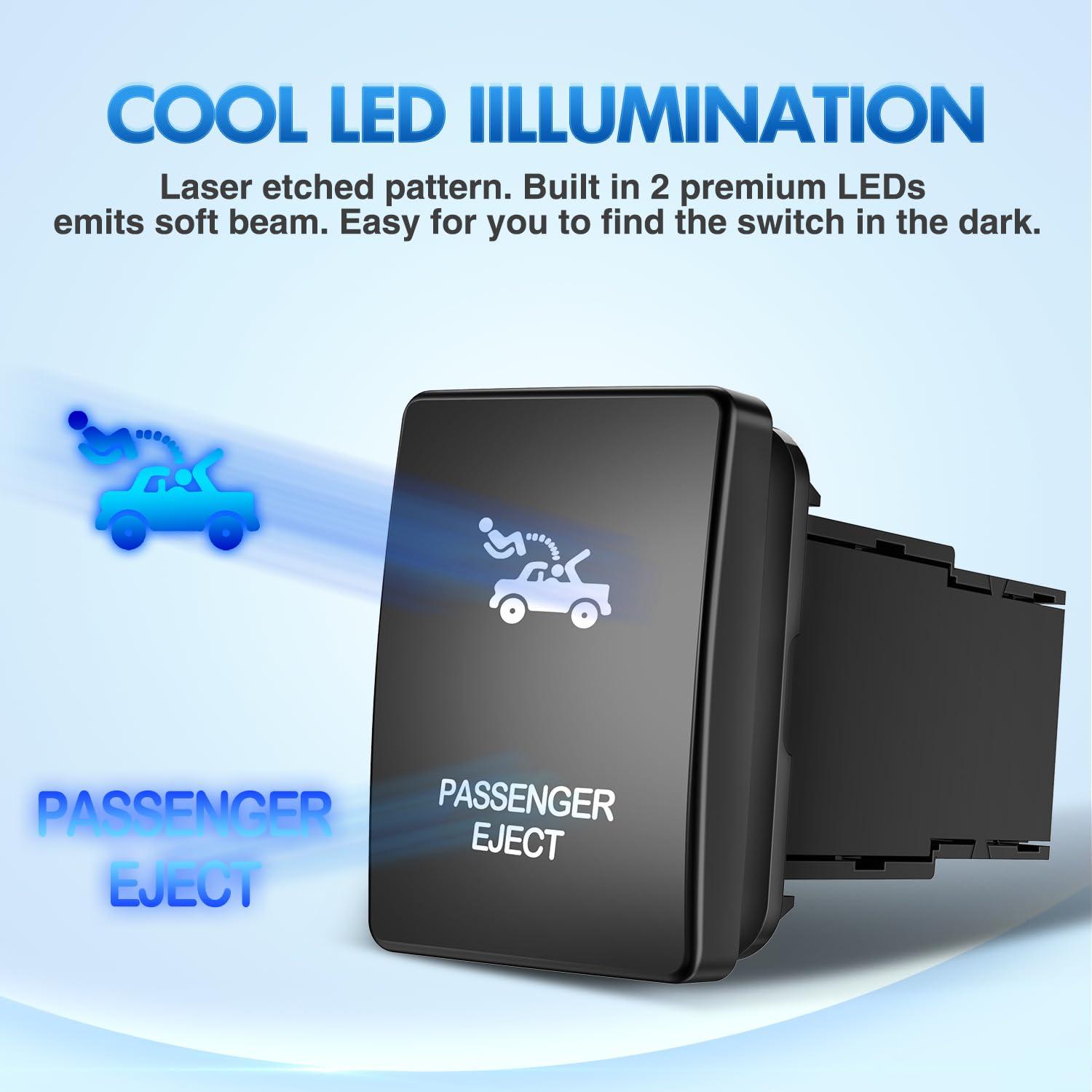 imageNilight AUX Battery Push Button Switch 12V ON Off Switches with Connector Wire Kit 128quot x 087quot Replacement for Toyota Sequoia Highlander Tacoma Tundra 4Runner RAVR YarisPASSENGER EJECT