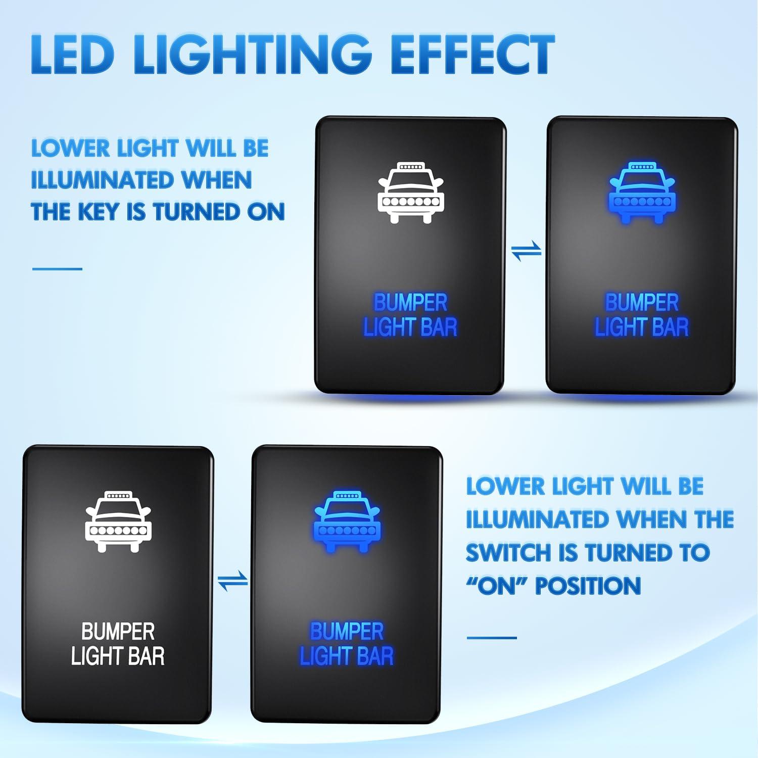 imageNilight AUX Battery Push Button Switch 12V ON Off Switches with Connector Wire Kit 128quot x 087quot Replacement for Toyota Sequoia Highlander Tacoma Tundra 4Runner RAVR YarisREAR LIGHTS