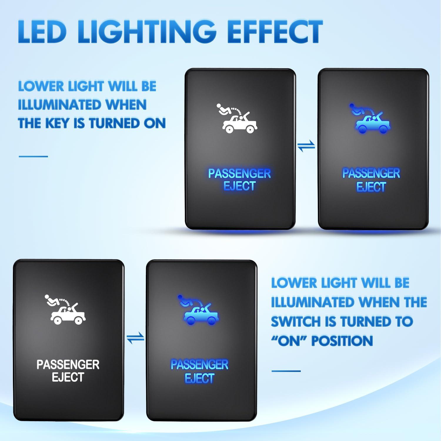 imageNilight AUX Battery Push Button Switch 12V ON Off Switches with Connector Wire Kit 128quot x 087quot Replacement for Toyota Sequoia Highlander Tacoma Tundra 4Runner RAVR YarisPASSENGER EJECT