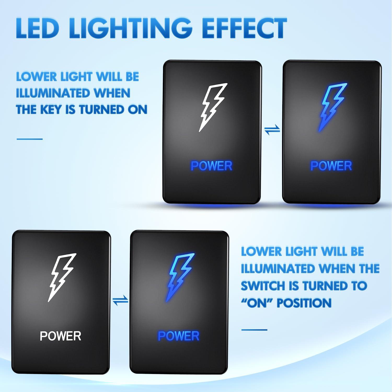 imageNilight AUX Battery Push Button Switch 12V ON Off Switches with Connector Wire Kit 128quot x 087quot Replacement for Toyota Sequoia Highlander Tacoma Tundra 4Runner RAVR YarisLED LIGHT BAR