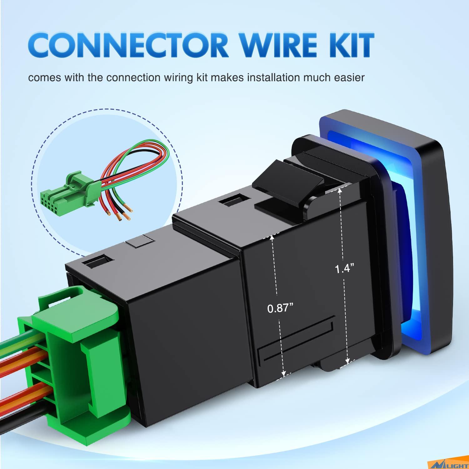 imageNilight AUX Battery Push Button Switch 12V ON Off Switches with Connector Wire Kit 128quot x 087quot Replacement for Toyota Sequoia Highlander Tacoma Tundra 4Runner RAVR YarisAUX LIGHTS