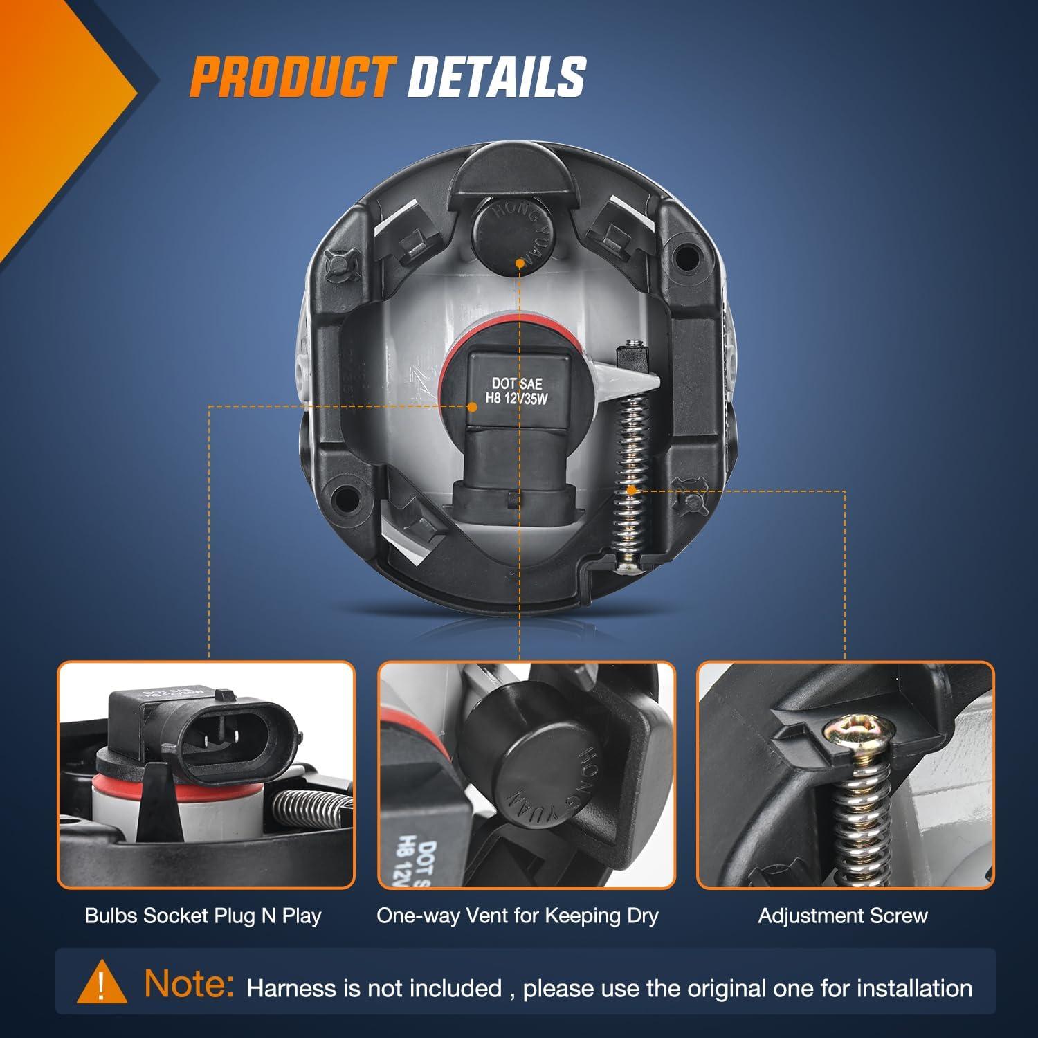 imageNilight Bumper Fog Light Compatible with 2005 2006 2007 2008 2009 2010 Dodge Dakota Durango Jeep Commander Grand Cherokee Raider Chrysler Aspen 300 SRT80509 DodgeChrysler0710 Patriot