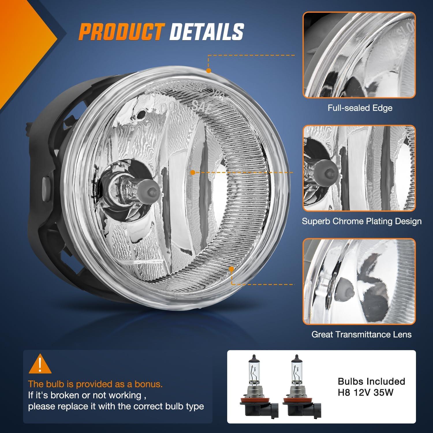 imageNilight Bumper Fog Light Compatible with 2005 2006 2007 2008 2009 2010 Dodge Dakota Durango Jeep Commander Grand Cherokee Raider Chrysler Aspen 300 SRT80509 DodgeChrysler0710 Patriot