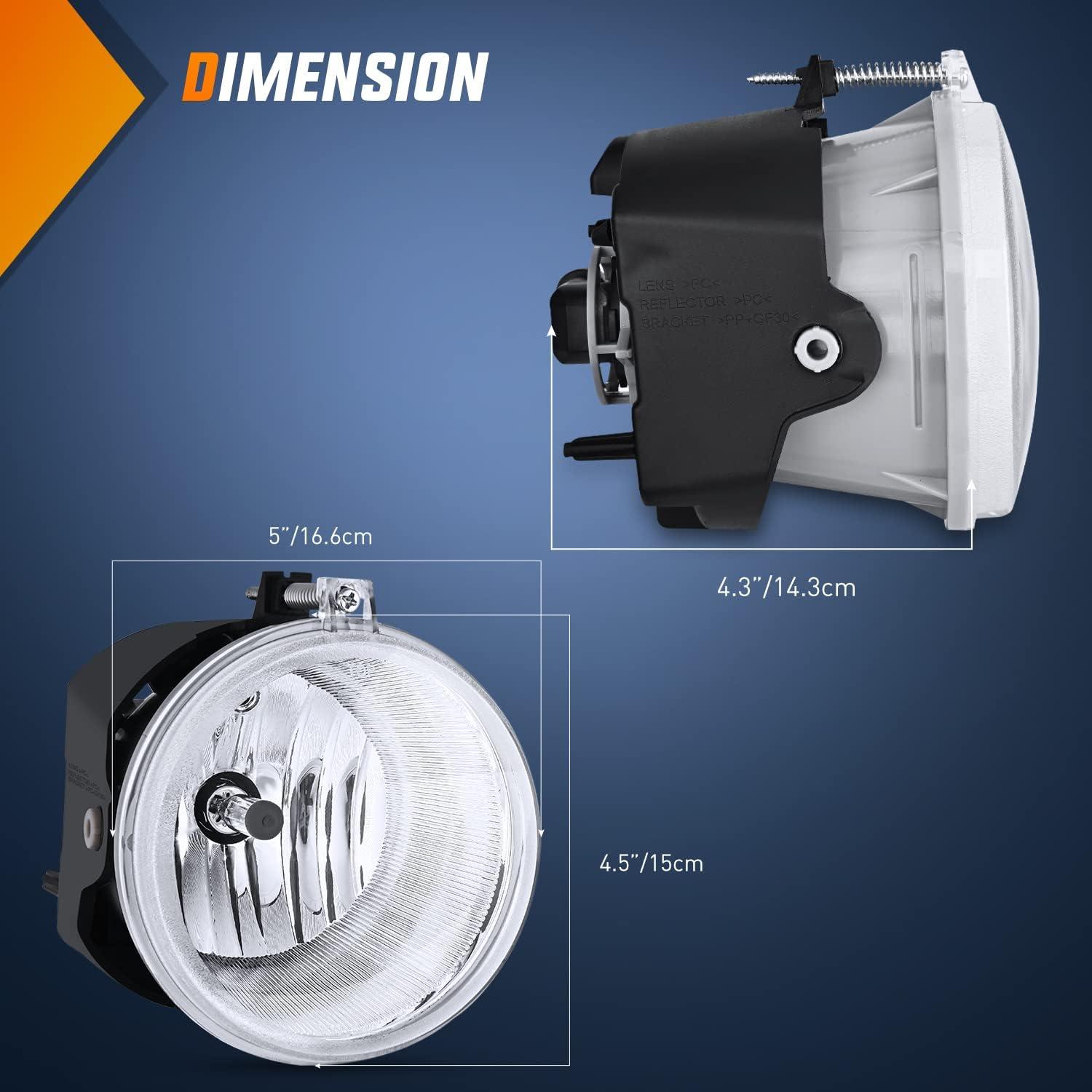 imageNilight Bumper Fog Light Compatible with 2005 2006 2007 2008 2009 2010 Dodge Dakota Durango Jeep Commander Grand Cherokee Raider Chrysler Aspen 300 SRT80509 Dodge0709 Chrysler0510 Jeep