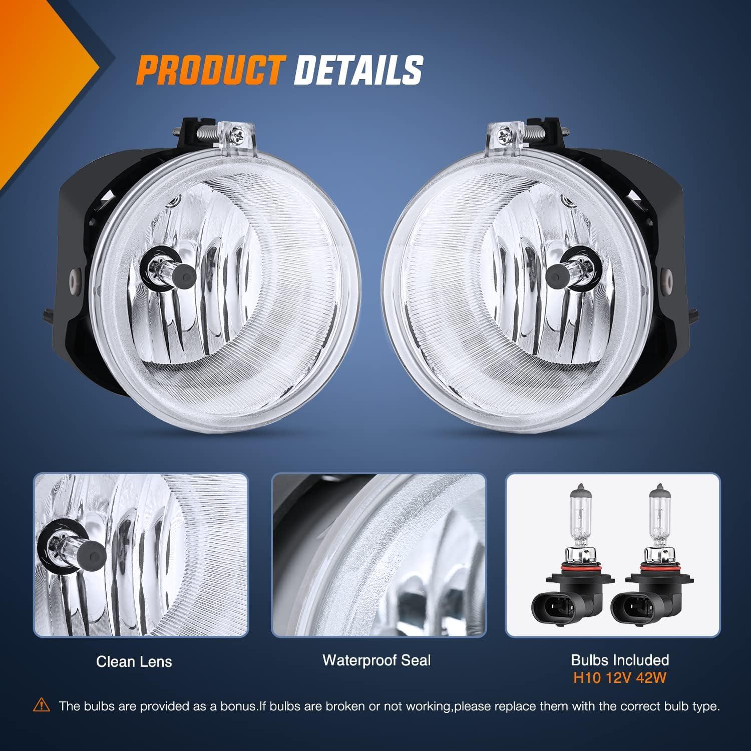 imageNilight Bumper Fog Light Compatible with 2005 2006 2007 2008 2009 2010 Dodge Dakota Durango Jeep Commander Grand Cherokee Raider Chrysler Aspen 300 SRT80509 Dodge0709 Chrysler0510 Jeep