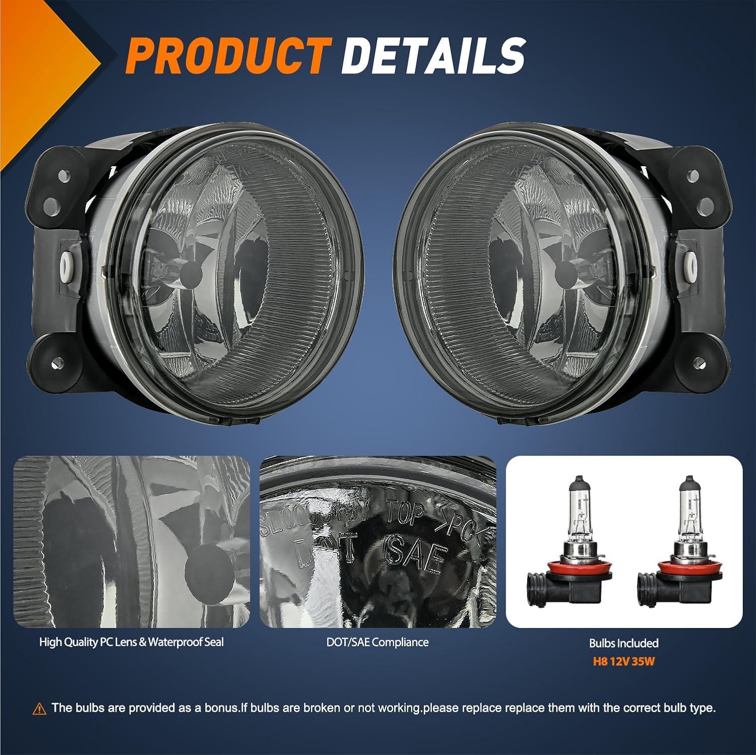 imageNilight Bumper Fog Light Compatible with 2005 2006 2007 2008 2009 2010 Dodge Dakota Durango Jeep Commander Grand Cherokee Raider Chrysler Aspen 300 SRT80709 JeepDodge0610 Chrysler Smoke