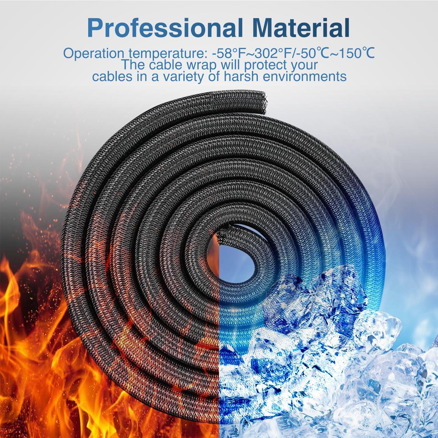 imageNilight Cable Sleeve25ft1inch Cord Management Sleeves Braided Sleeving Split Self Wrapping Wire Loom for Computer Electrical Automotive Harness Protector Organizer WhiteBlack