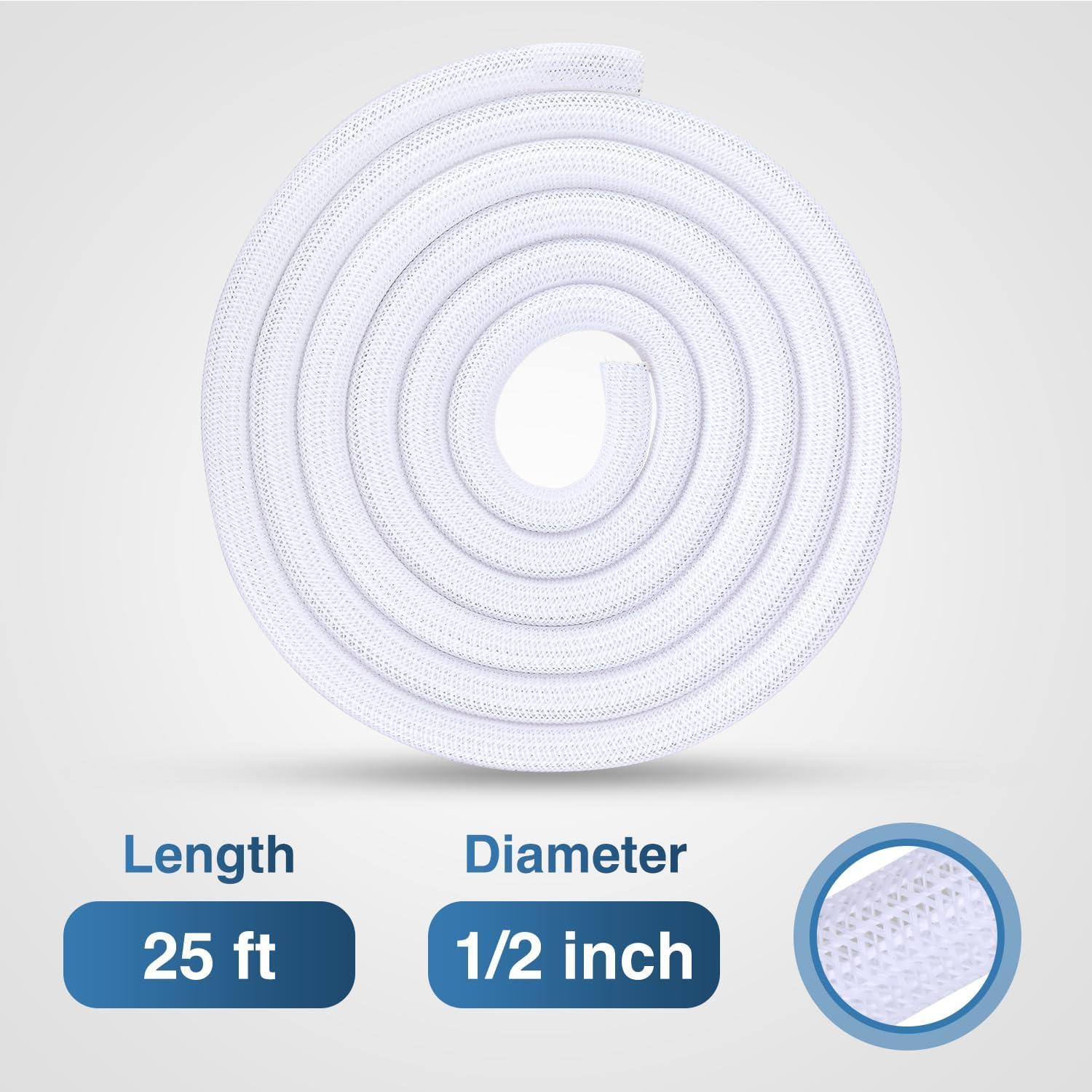 imageNilight Cable Sleeve25ft1inch Cord Management Sleeves Braided Sleeving Split Self Wrapping Wire Loom for Computer Electrical Automotive Harness Protector Organizer WhiteWhite