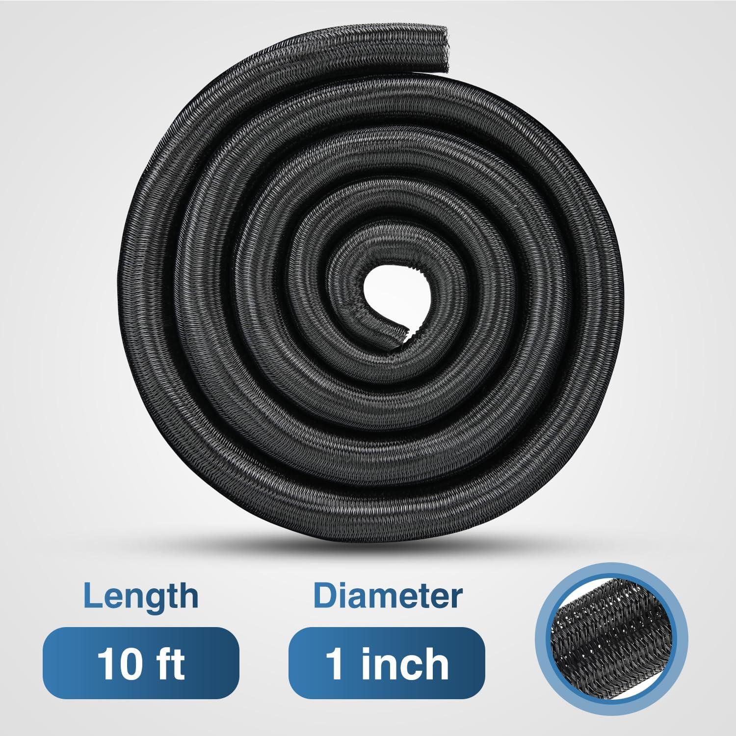 imageNilight Cable Sleeve25ft1inch Cord Management Sleeves Braided Sleeving Split Self Wrapping Wire Loom for Computer Electrical Automotive Harness Protector Organizer WhiteBlack