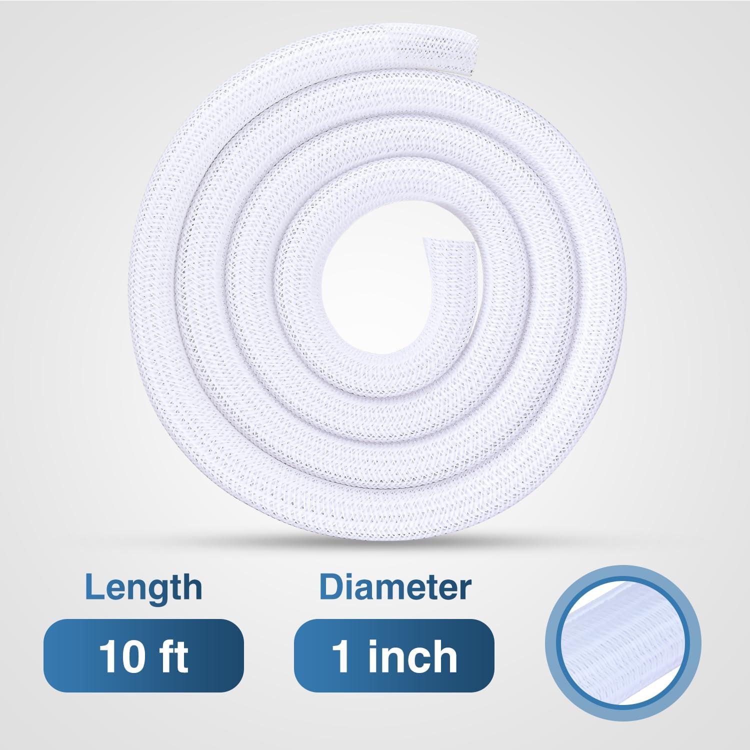 imageNilight Cable Sleeve25ft1inch Cord Management Sleeves Braided Sleeving Split Self Wrapping Wire Loom for Computer Electrical Automotive Harness Protector Organizer WhiteWhite