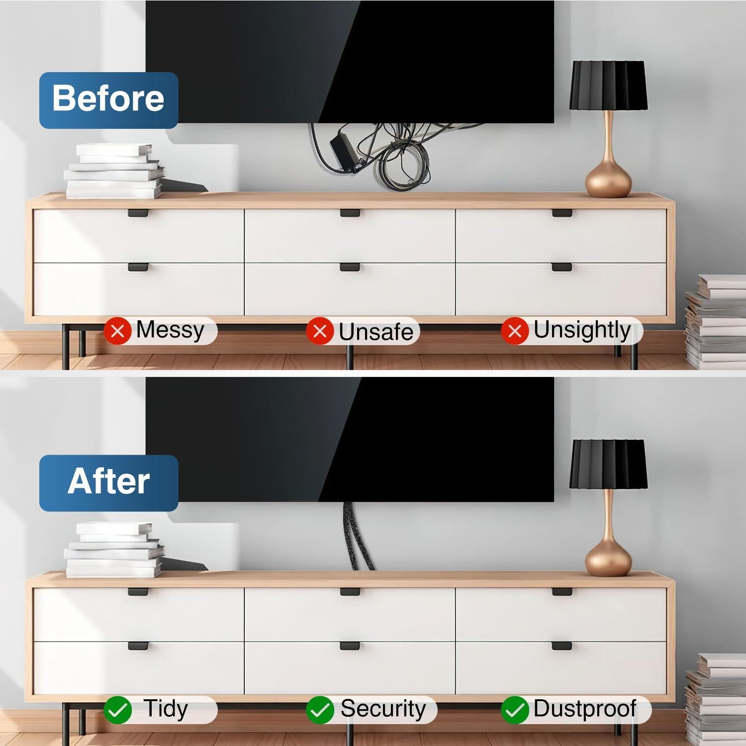 imageNilight Cable Sleeve25ft1inch Cord Management Sleeves Braided Sleeving Split Self Wrapping Wire Loom for Computer Electrical Automotive Harness Protector Organizer WhiteBlack