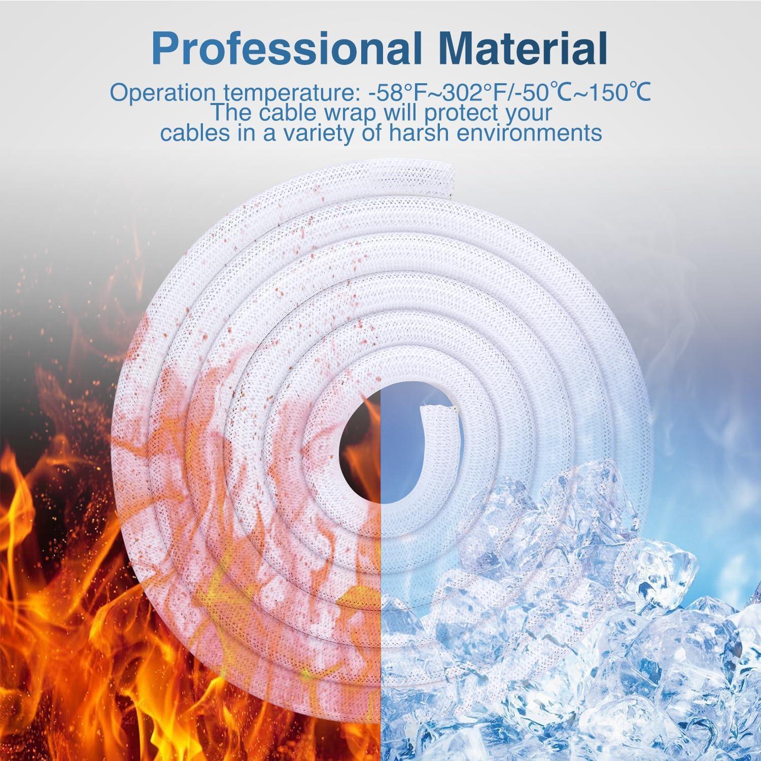 imageNilight Cable Sleeve25ft1inch Cord Management Sleeves Braided Sleeving Split Self Wrapping Wire Loom for Computer Electrical Automotive Harness Protector Organizer WhiteWhite