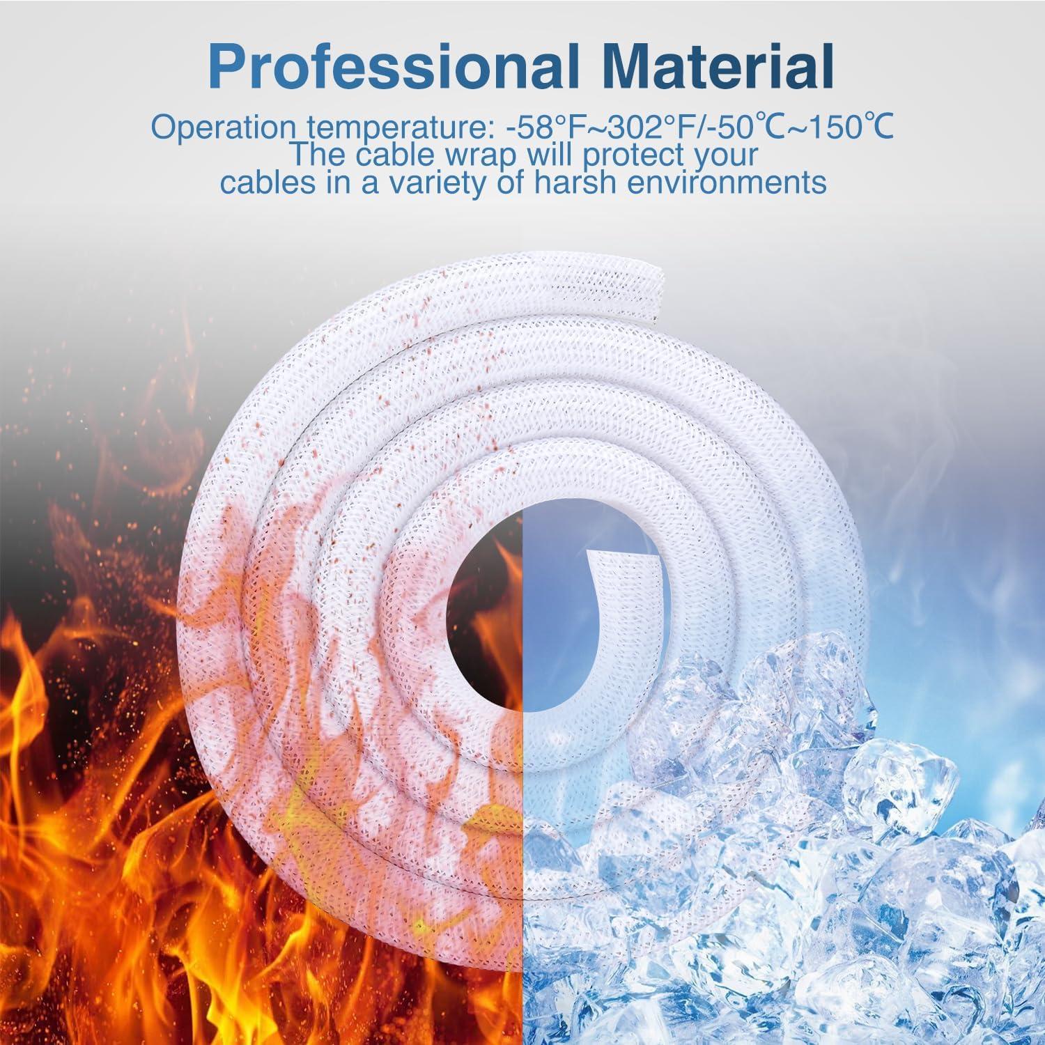 imageNilight Cable Sleeve25ft1inch Cord Management Sleeves Braided Sleeving Split Self Wrapping Wire Loom for Computer Electrical Automotive Harness Protector Organizer WhiteWhite