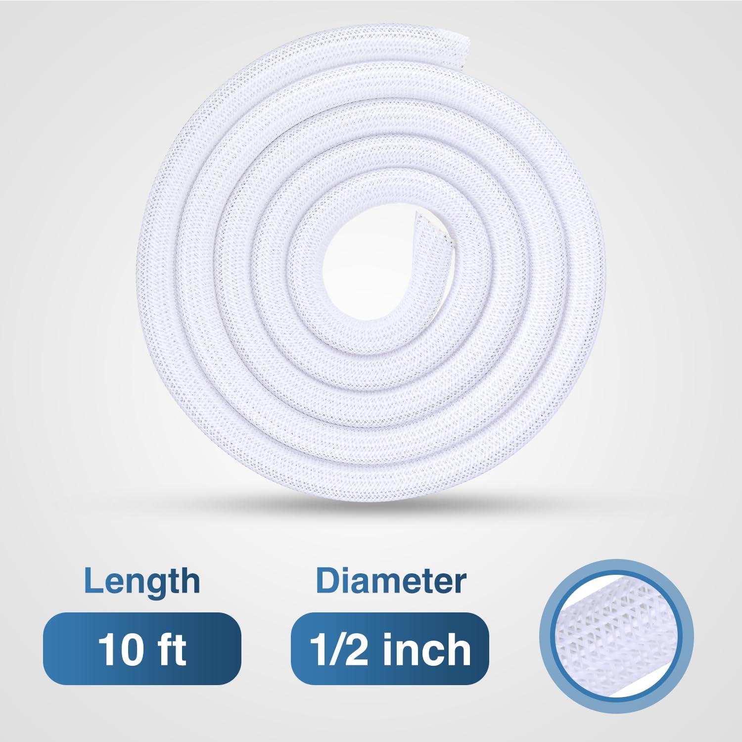 imageNilight Cable Sleeve25ft1inch Cord Management Sleeves Braided Sleeving Split Self Wrapping Wire Loom for Computer Electrical Automotive Harness Protector Organizer WhiteWhite