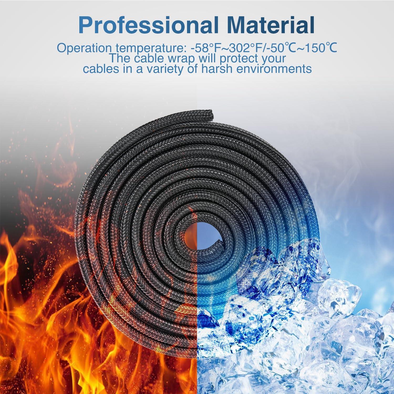 imageNilight Cable Sleeve25ft1inch Cord Management Sleeves Braided Sleeving Split Self Wrapping Wire Loom for Computer Electrical Automotive Harness Protector Organizer WhiteBlack