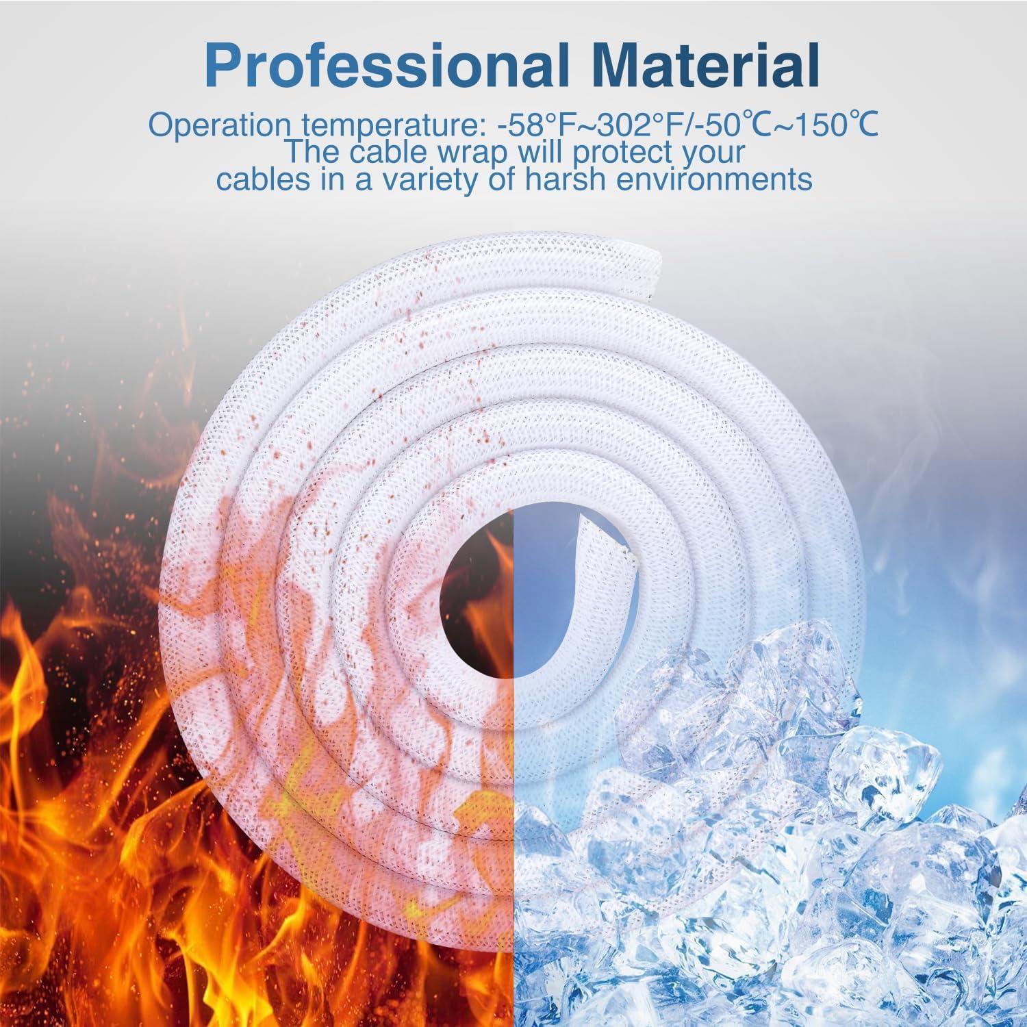 imageNilight Cable Sleeve25ft1inch Cord Management Sleeves Braided Sleeving Split Self Wrapping Wire Loom for Computer Electrical Automotive Harness Protector Organizer WhiteWhite