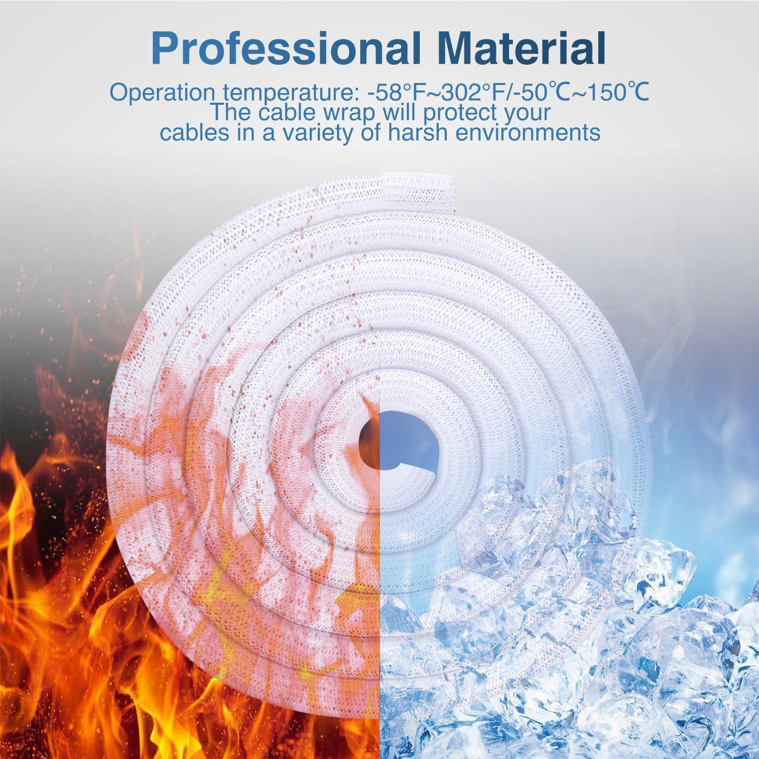 imageNilight Cable Sleeve25ft1inch Cord Management Sleeves Braided Sleeving Split Self Wrapping Wire Loom for Computer Electrical Automotive Harness Protector Organizer WhiteWhite