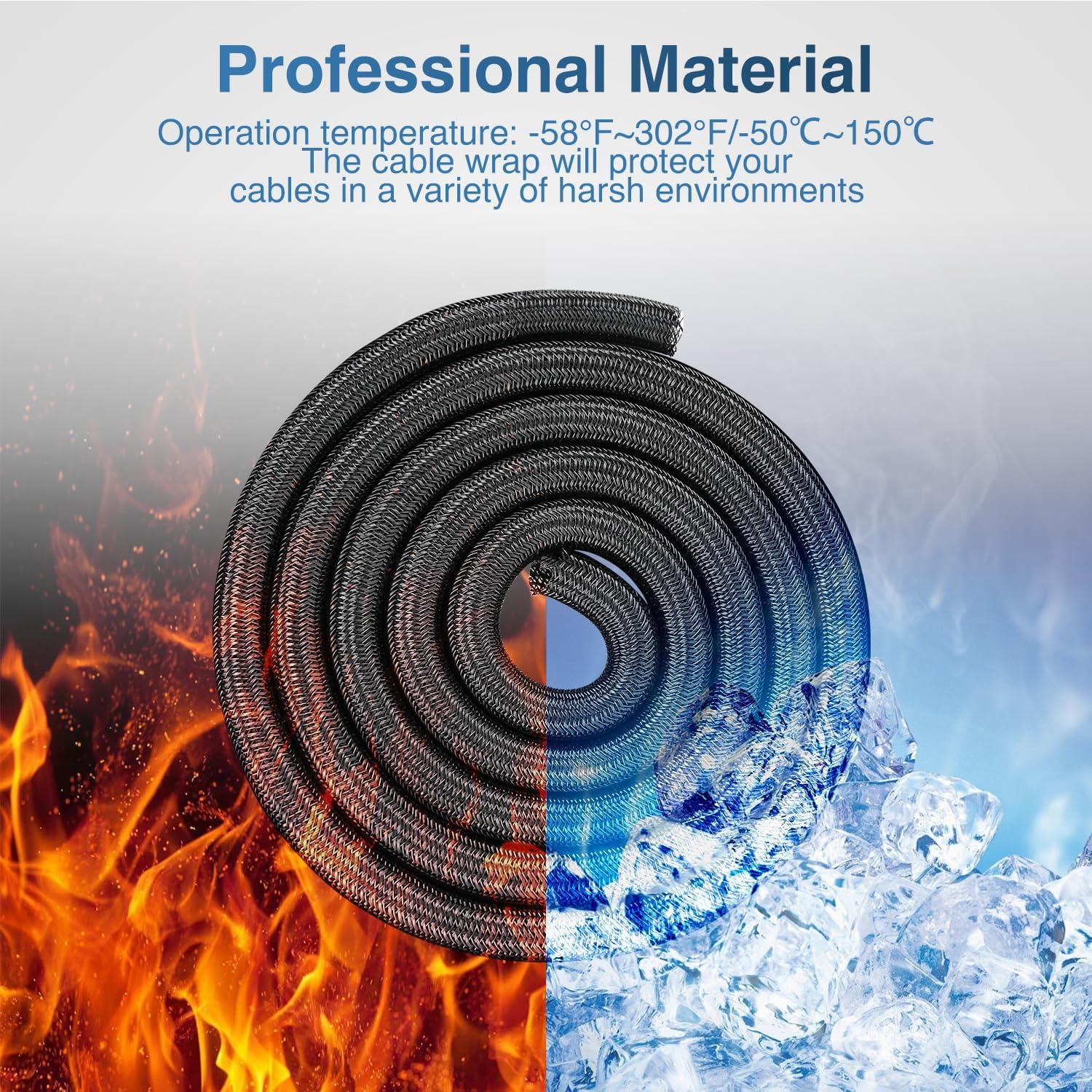 imageNilight Cable Sleeve25ft1inch Cord Management Sleeves Braided Sleeving Split Self Wrapping Wire Loom for Computer Electrical Automotive Harness Protector Organizer WhiteBlack